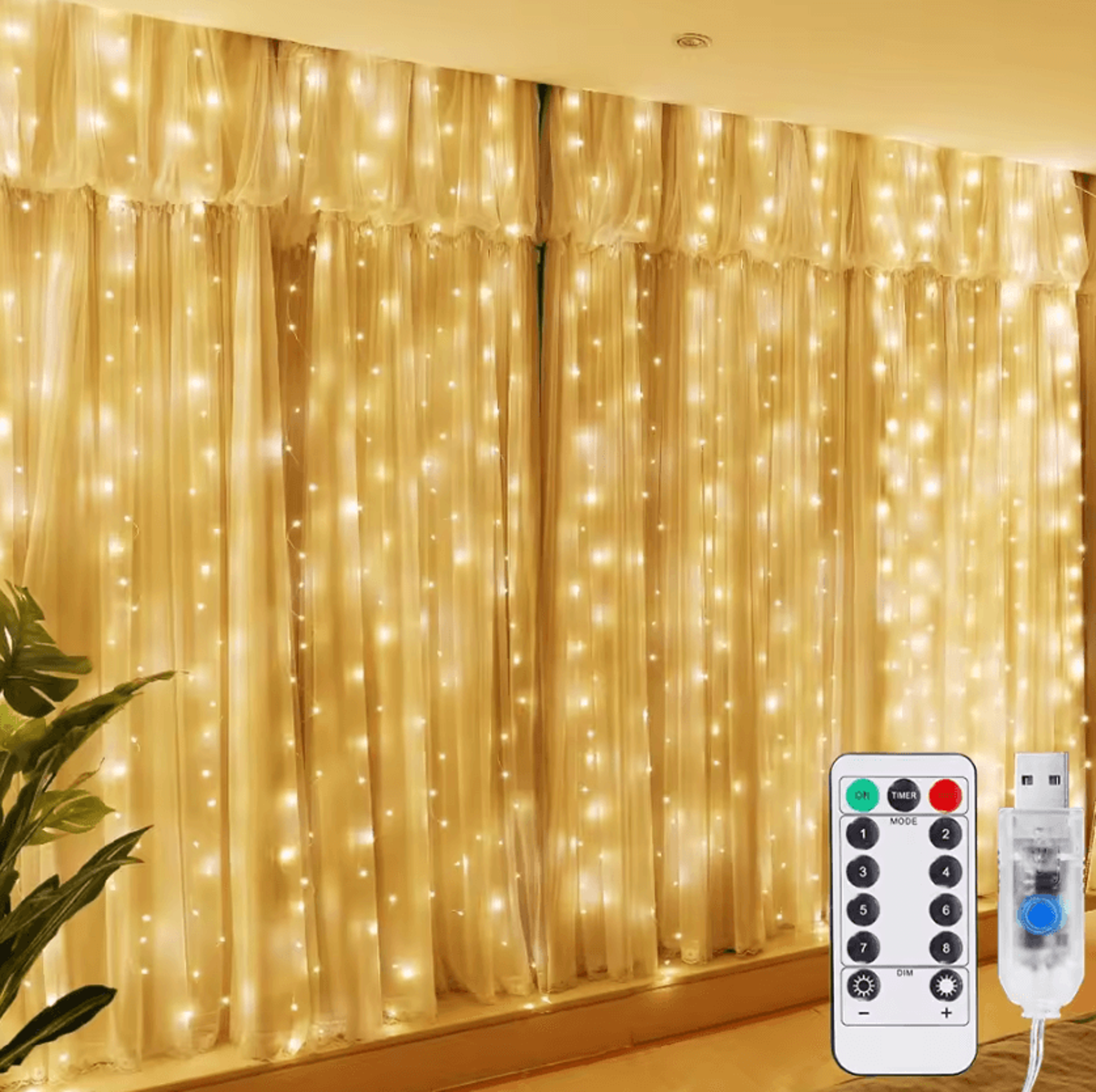 3x3 USB Cascading Fairy Curtain Lights 5