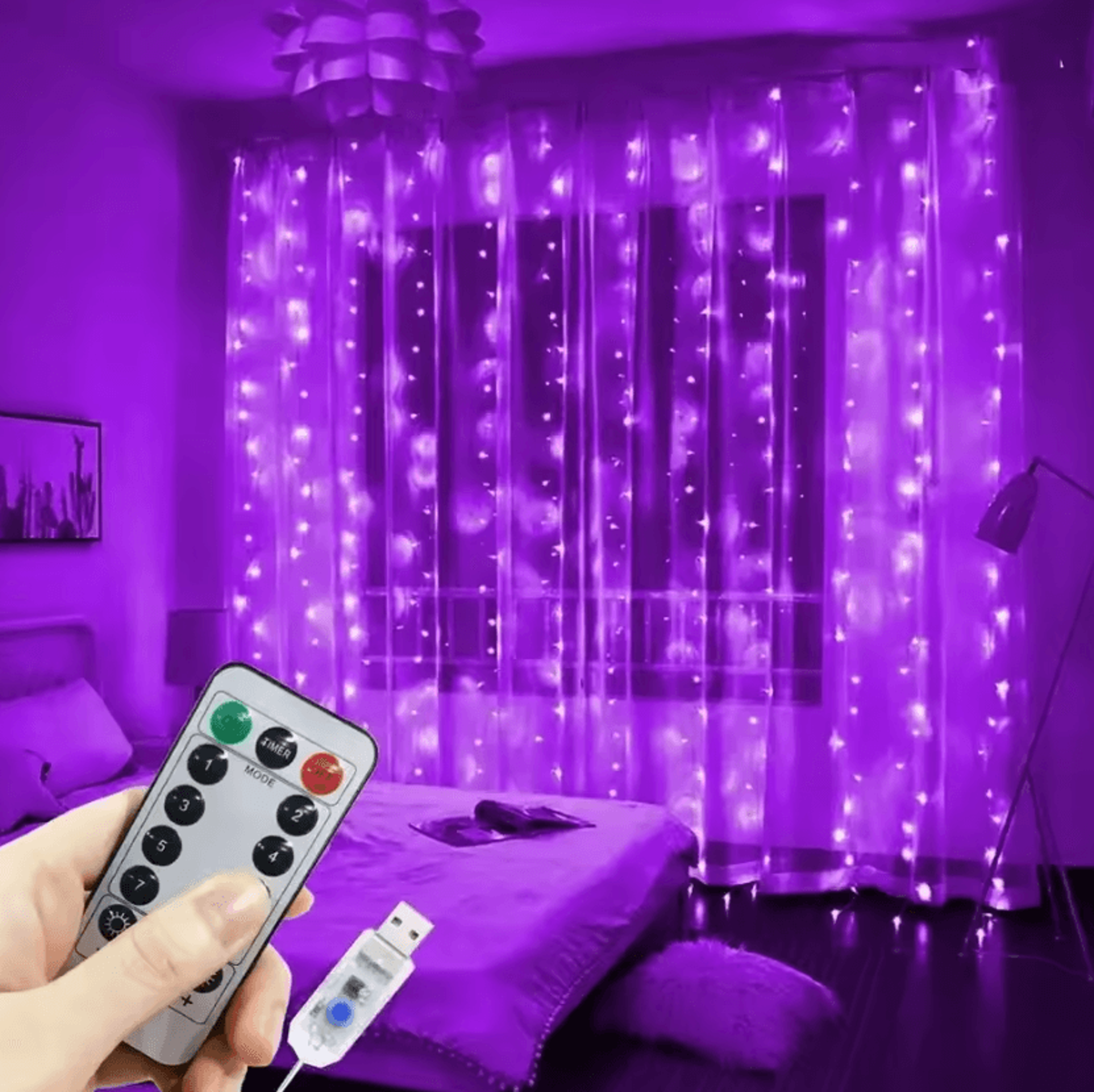 8 Mode USB Garland Curtain Lights 7