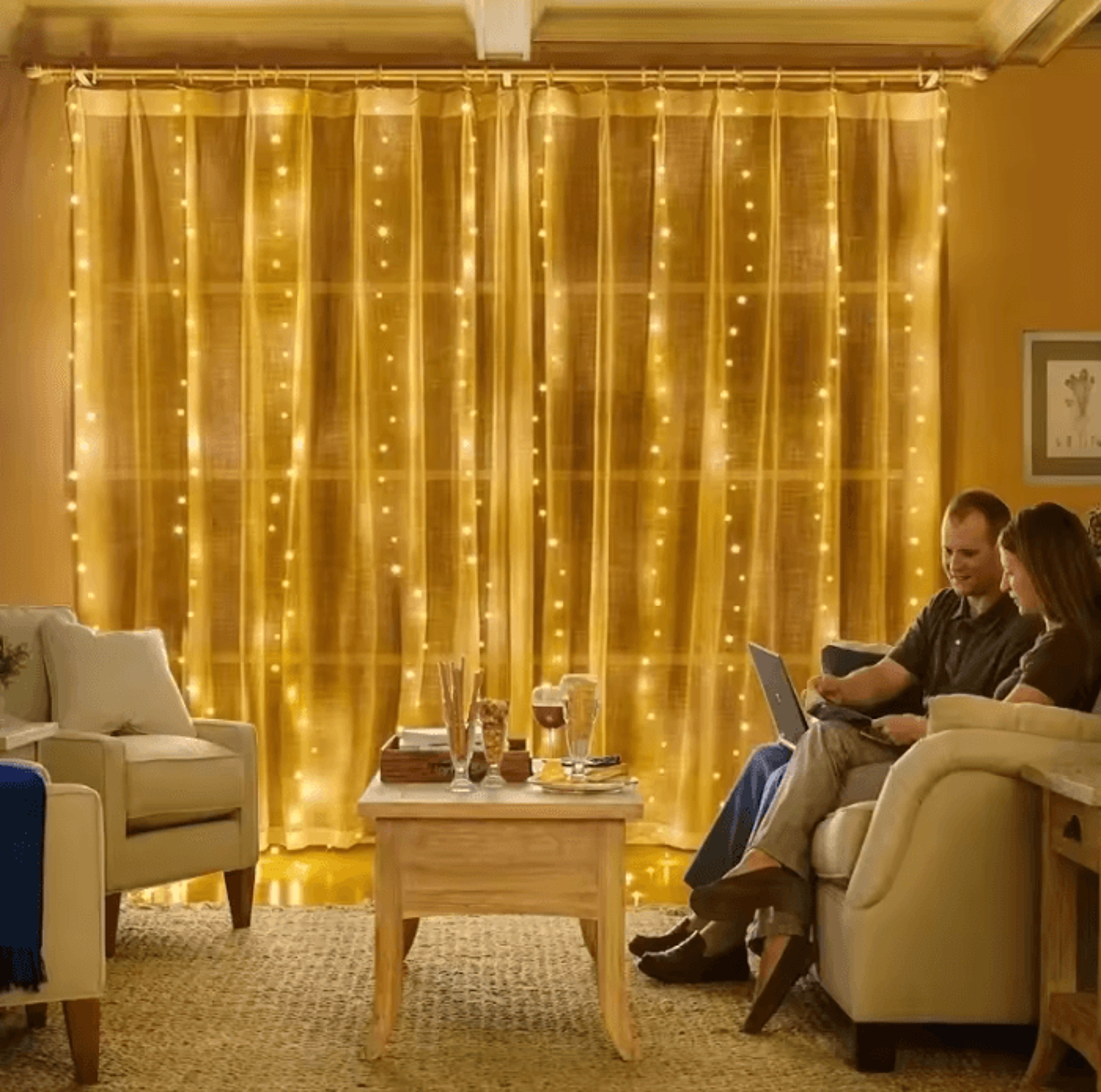 USB LED Window Curtain Garland Lights With Remote 3