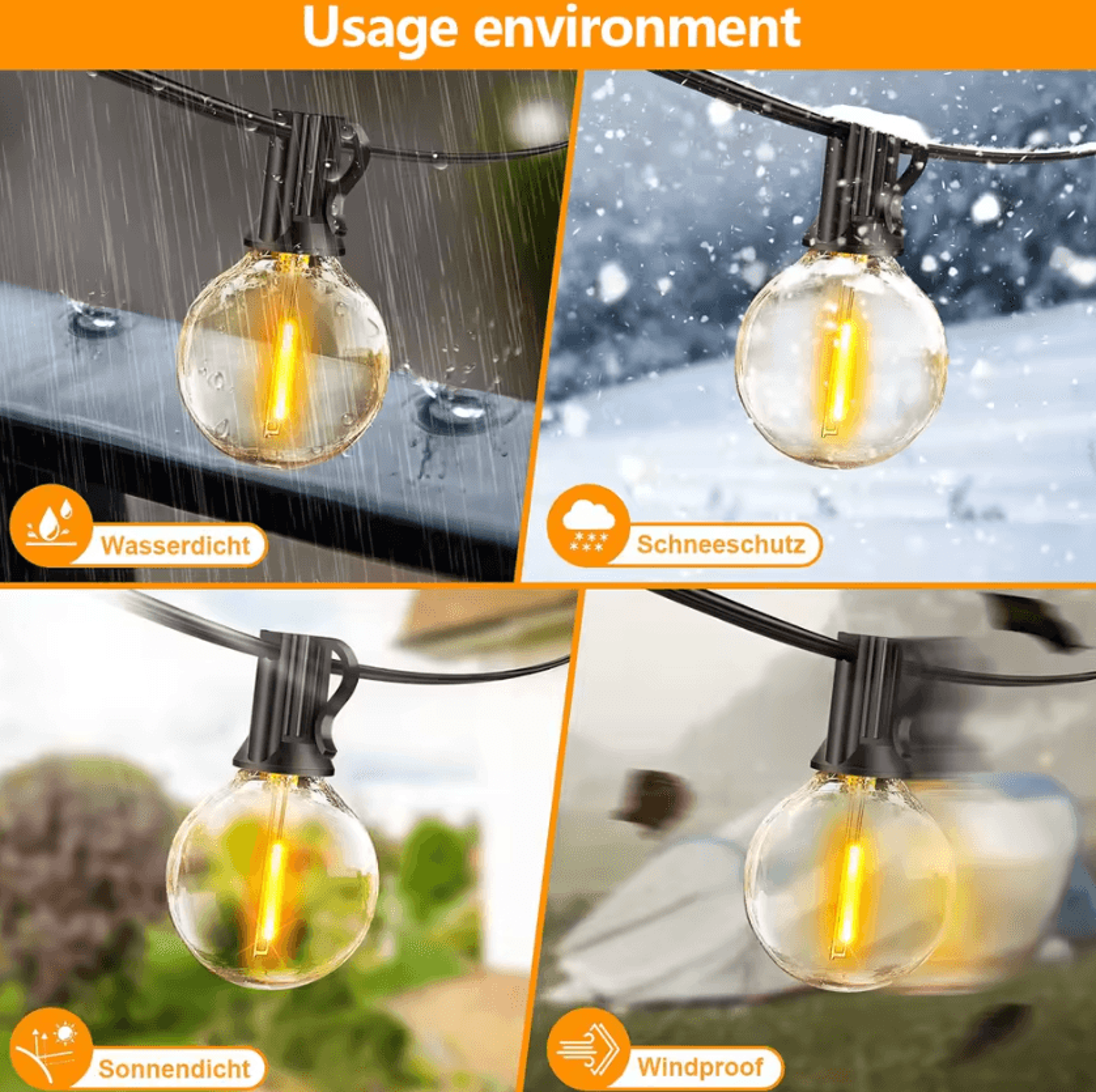Outdoor Waterproof G40 LED String Lights With Shatterproof Bulbs 2