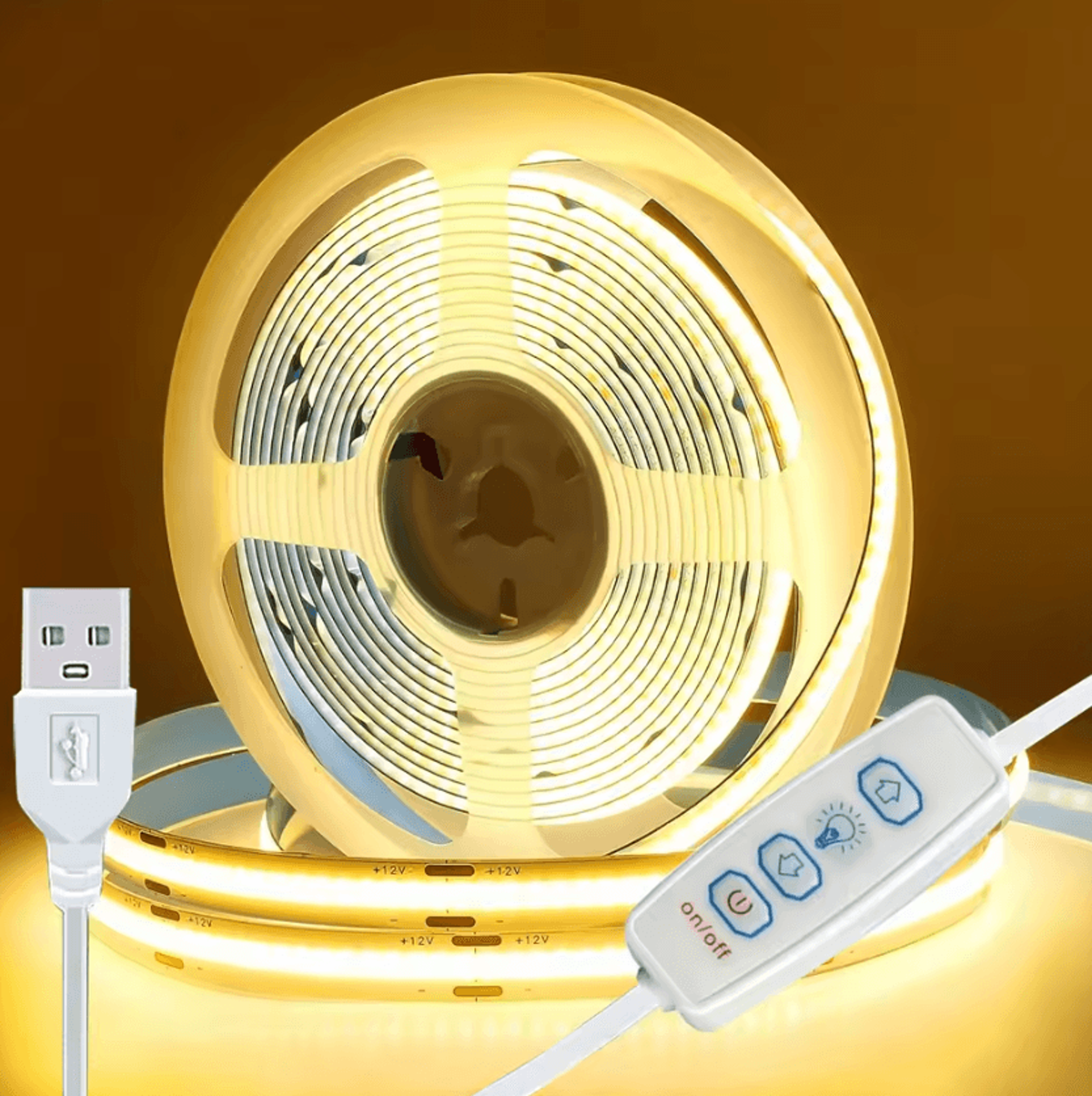 5V USB COB LED Strip Lights With 3 Key Dimmer 5