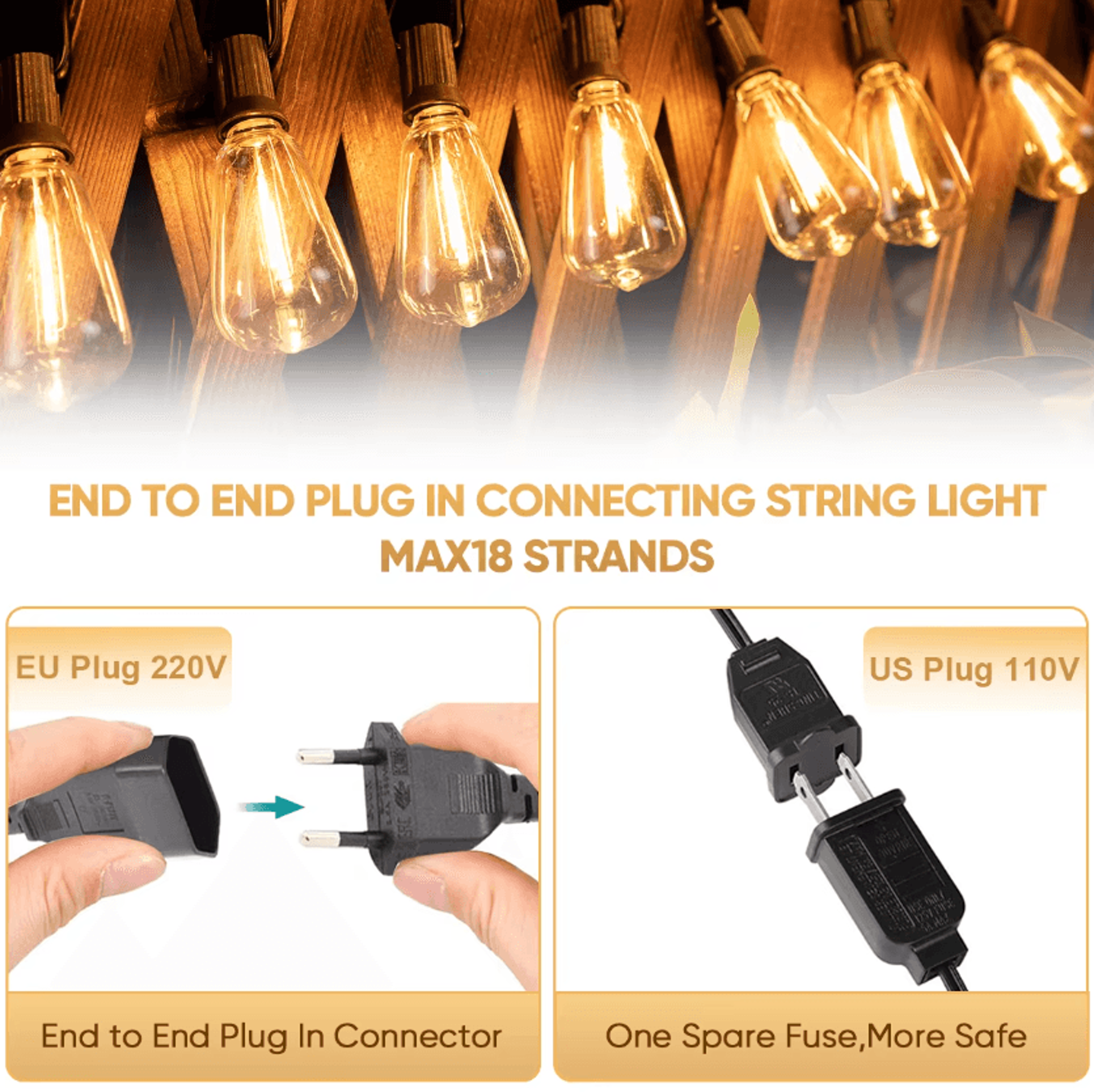 ST38 Outdoor LED String Lights With Shatterproof Dimmable Bulbs 2