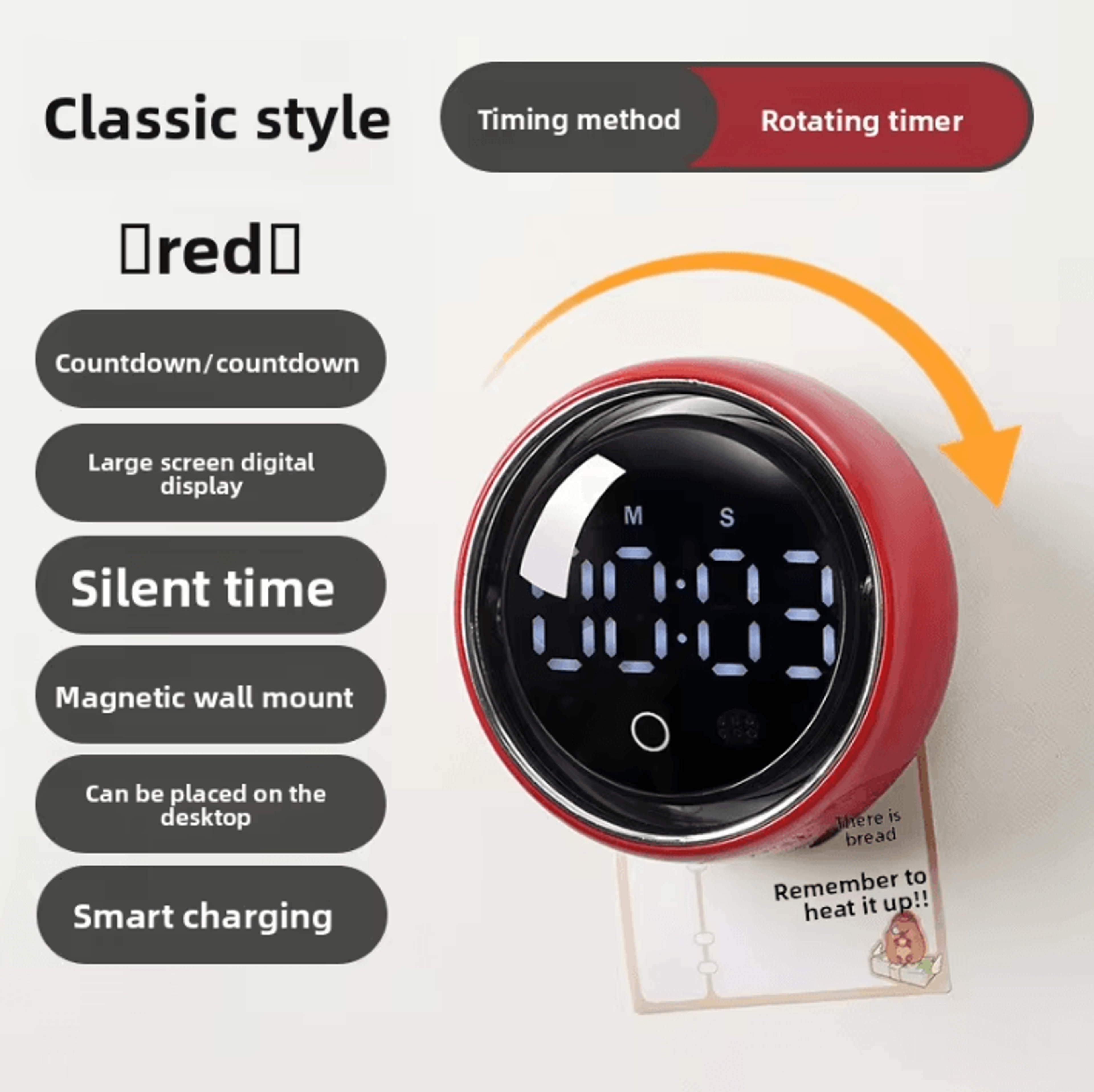 Smart Voice Magnetic Kitchen Timer With English Reminder 5
