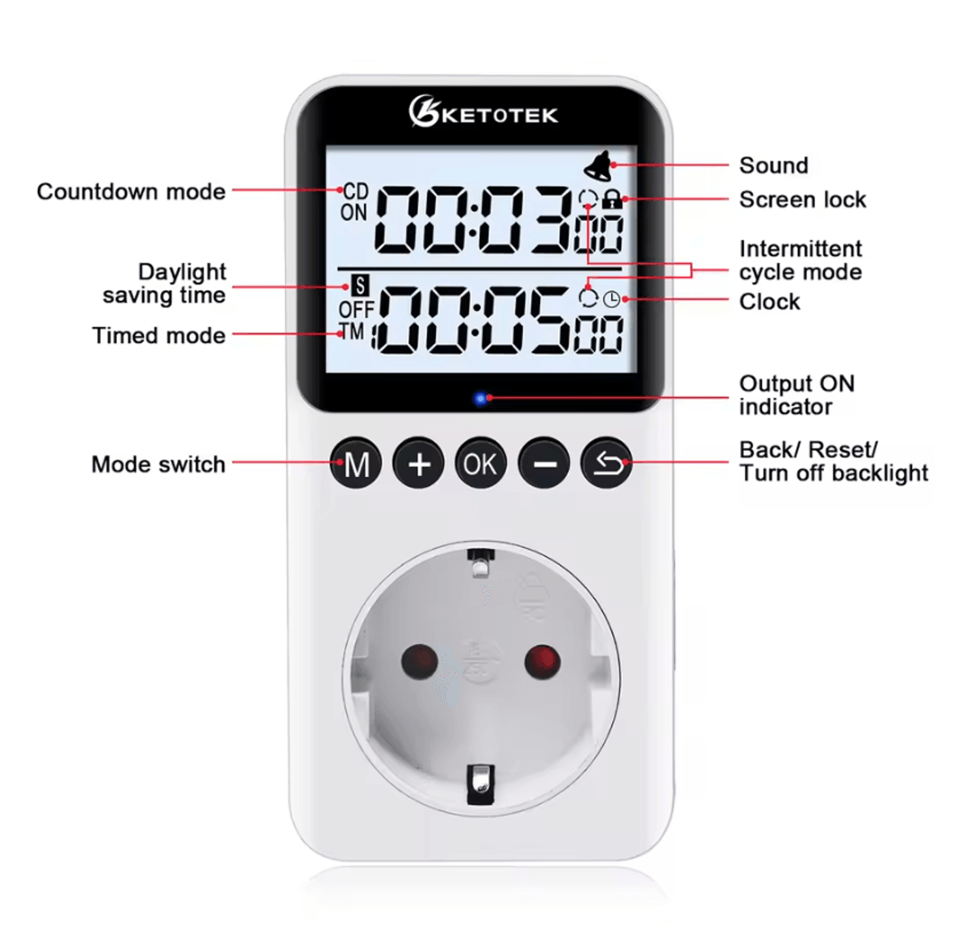 Smart Digital Countdown Timer Socket For Automatic Power Control 2