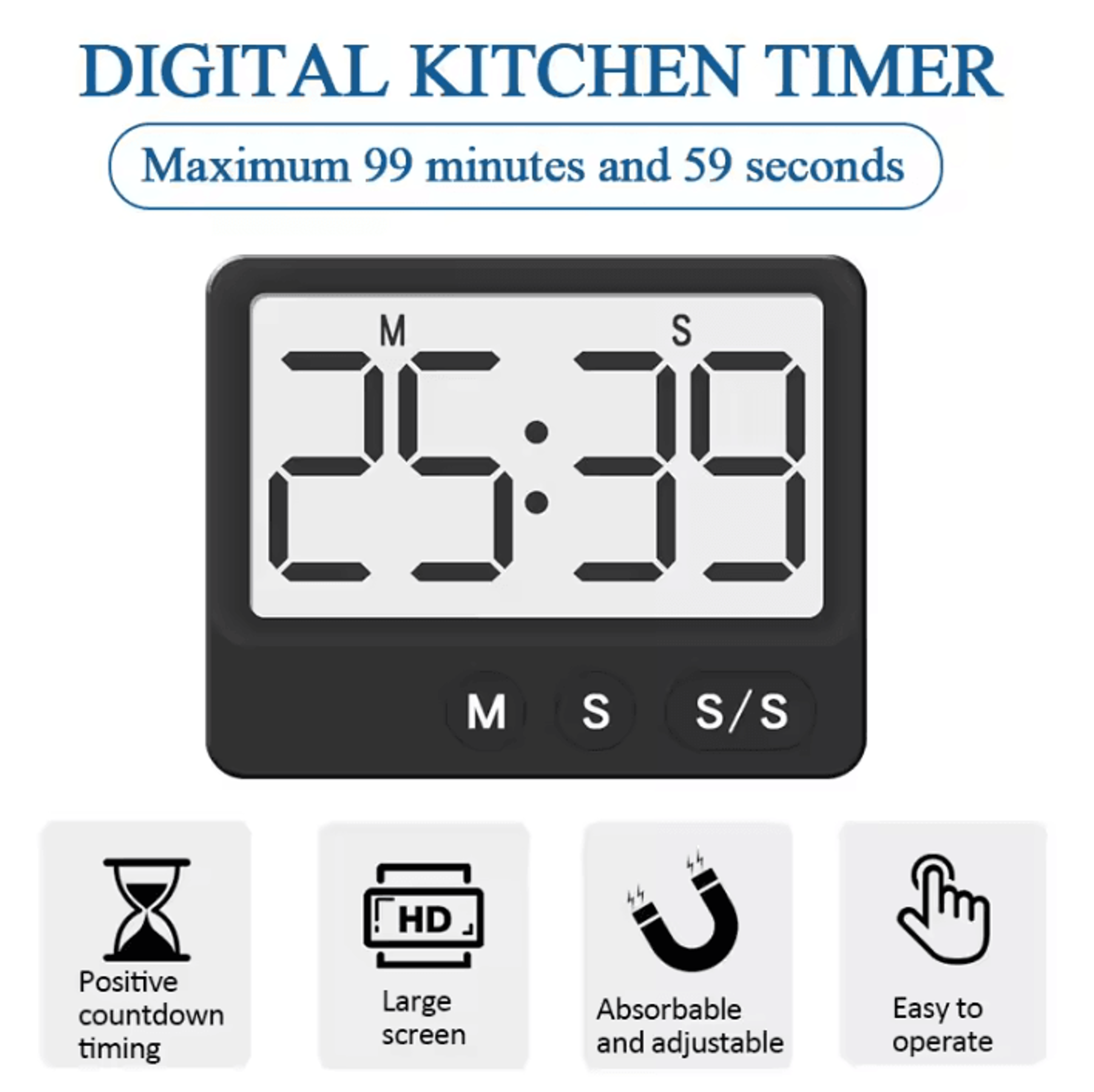 Magnetic Digital Kitchen Timer With LCD Display 0