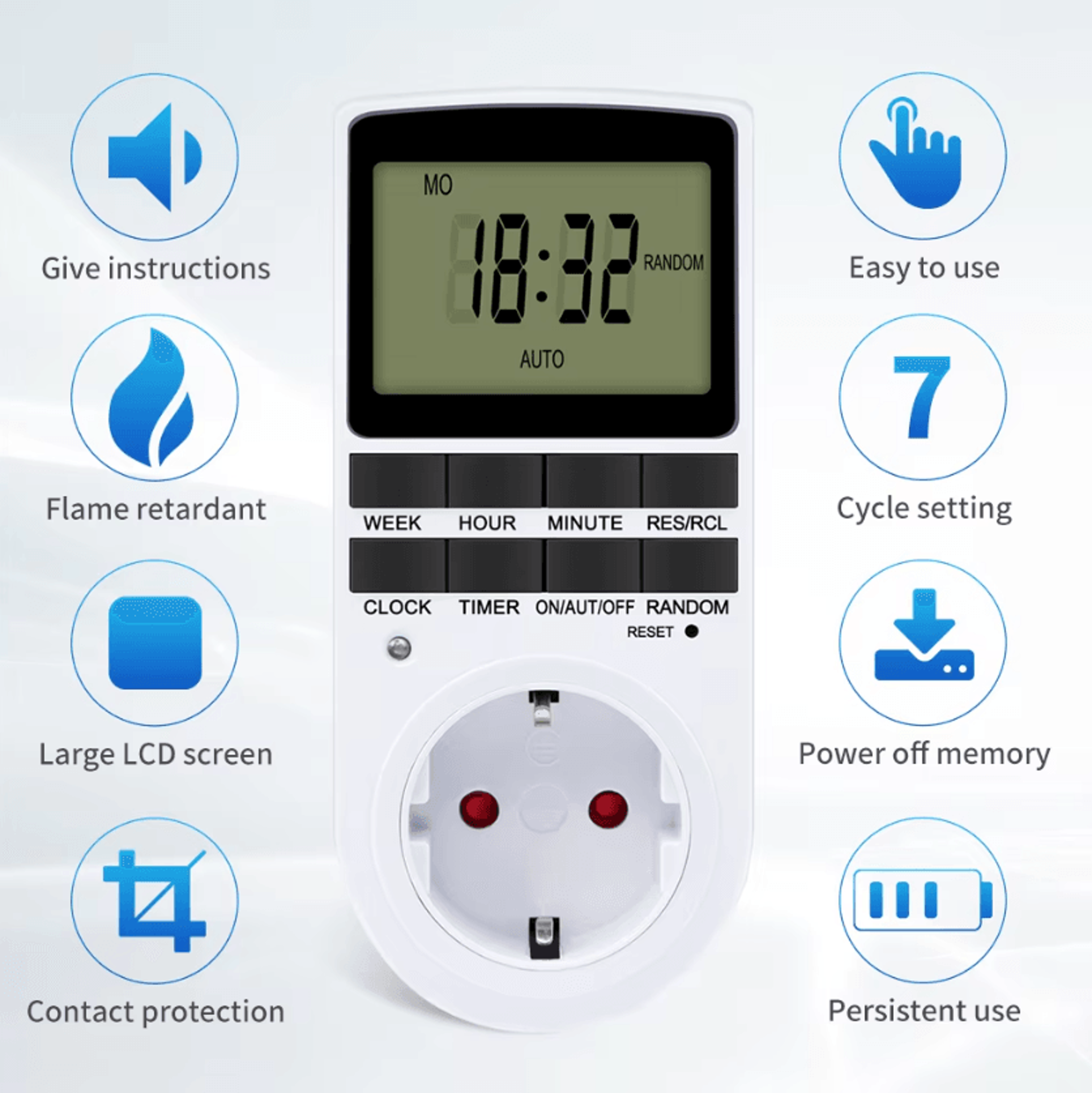 TM02 7 Day Programmable Digital Timer Outlet 1