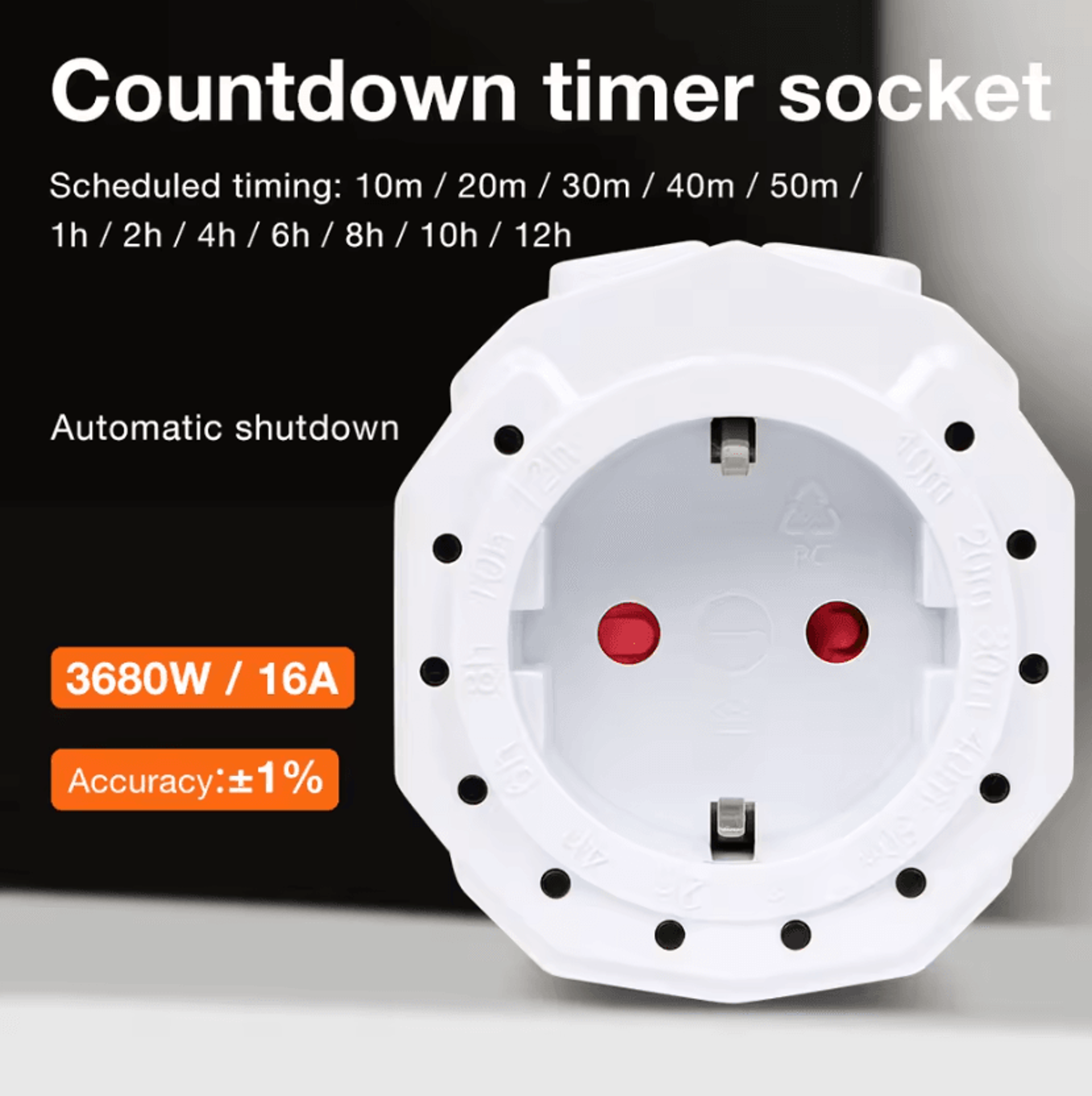 12 Hour EU Plug Countdown Timer Socket 0