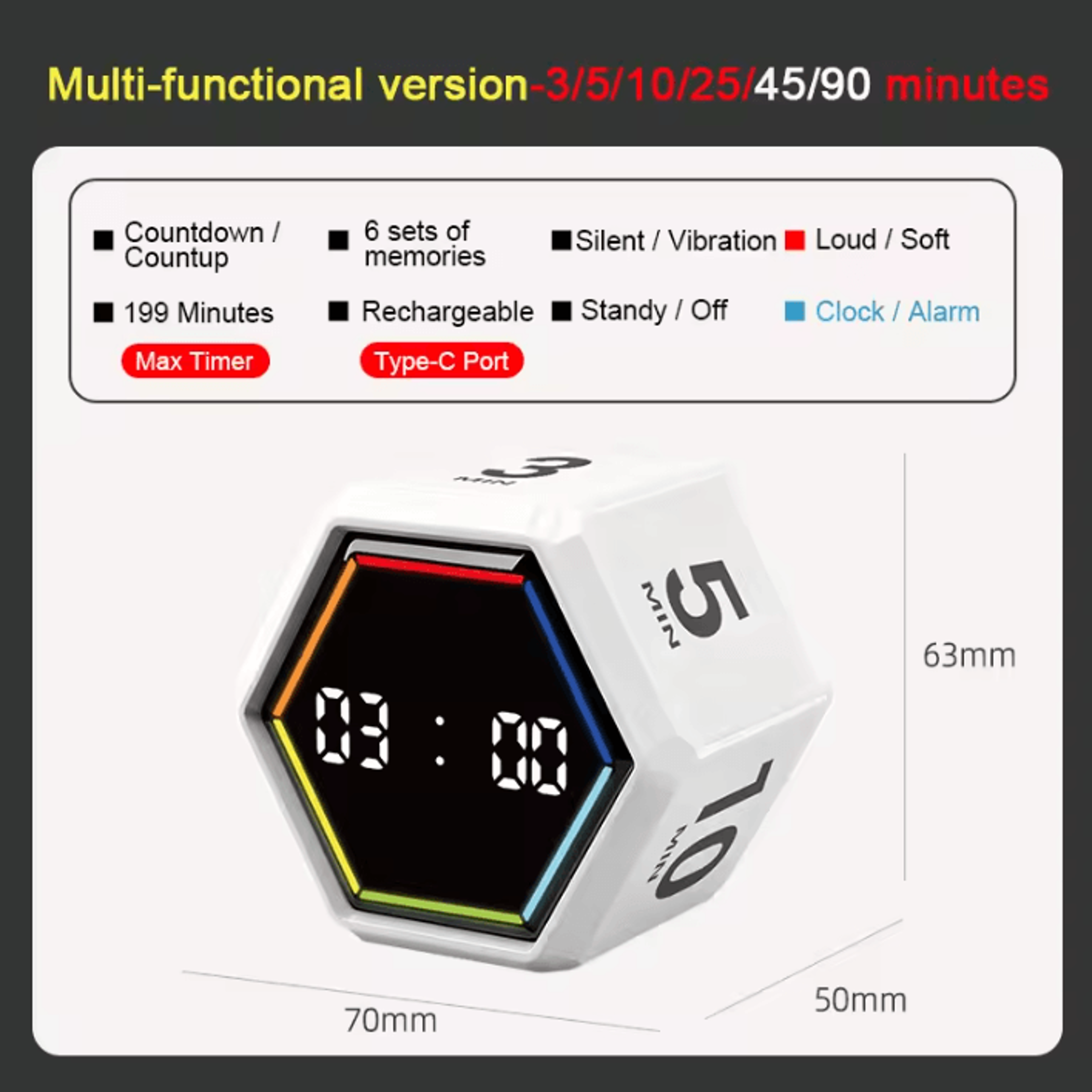 YS1088 Gravity Sensor Visual Flip Timer 5