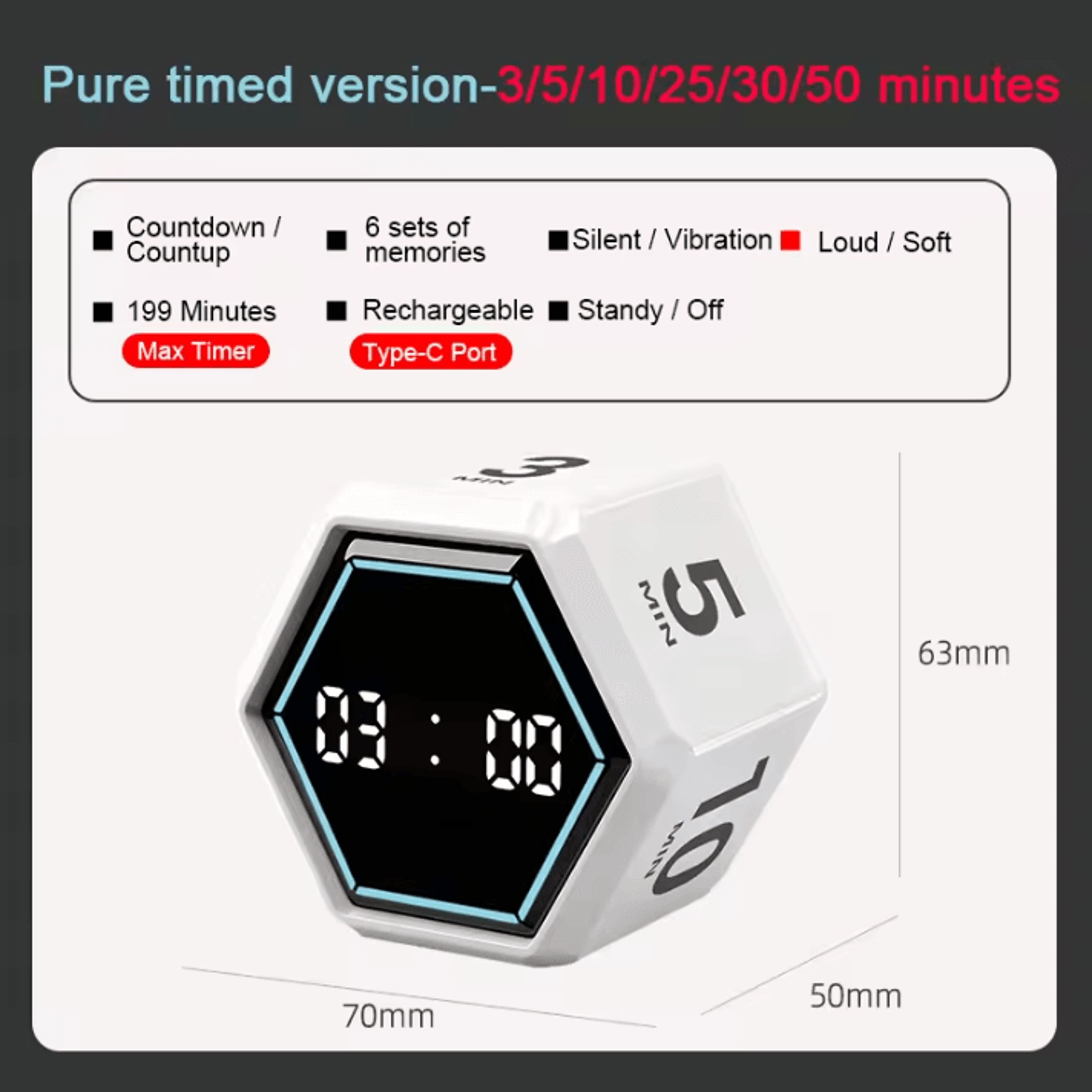 YS1088 Gravity Sensor Visual Flip Timer 6