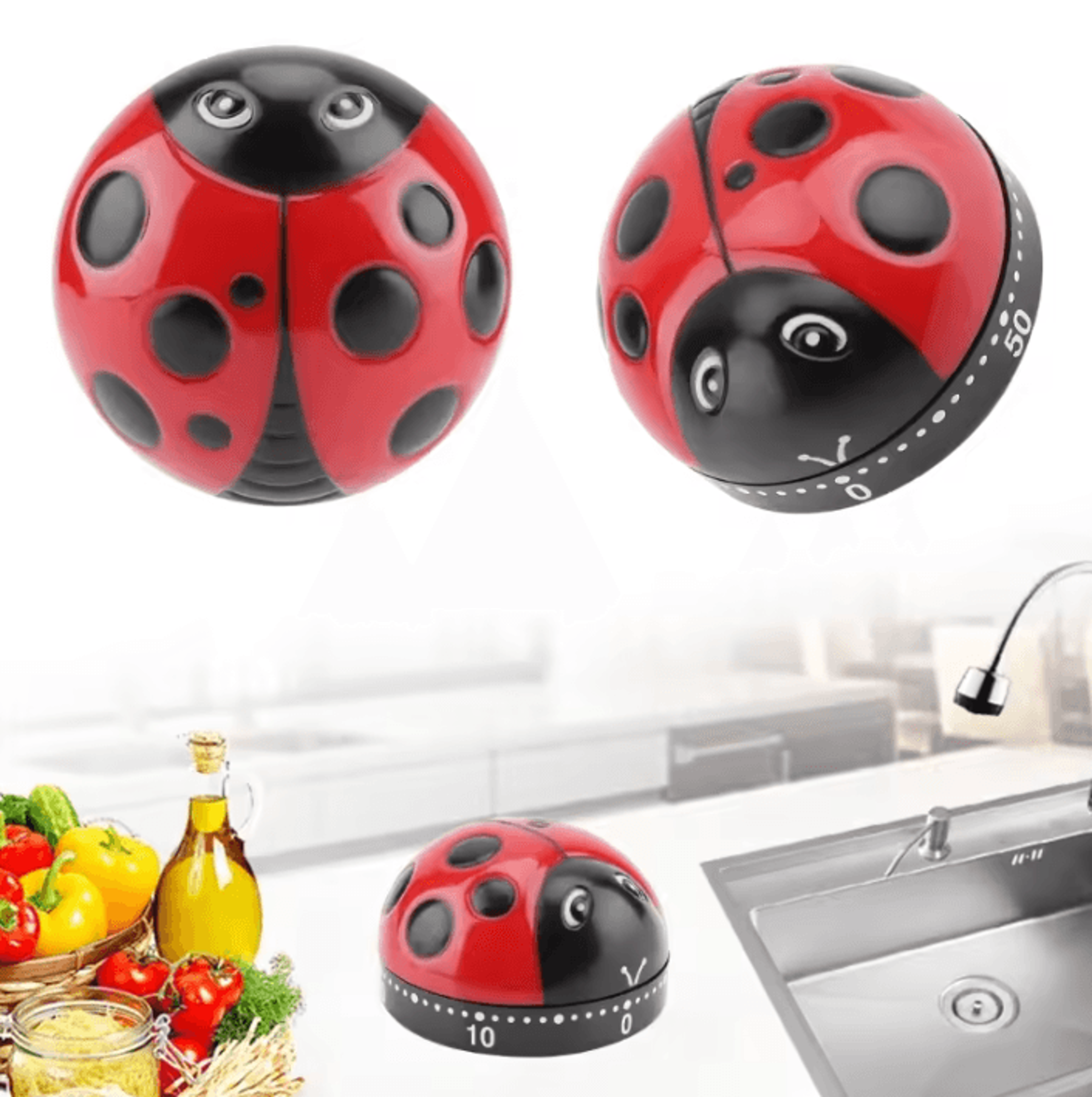 Ladybug 60 Minute Mechanical Kitchen Timer 0