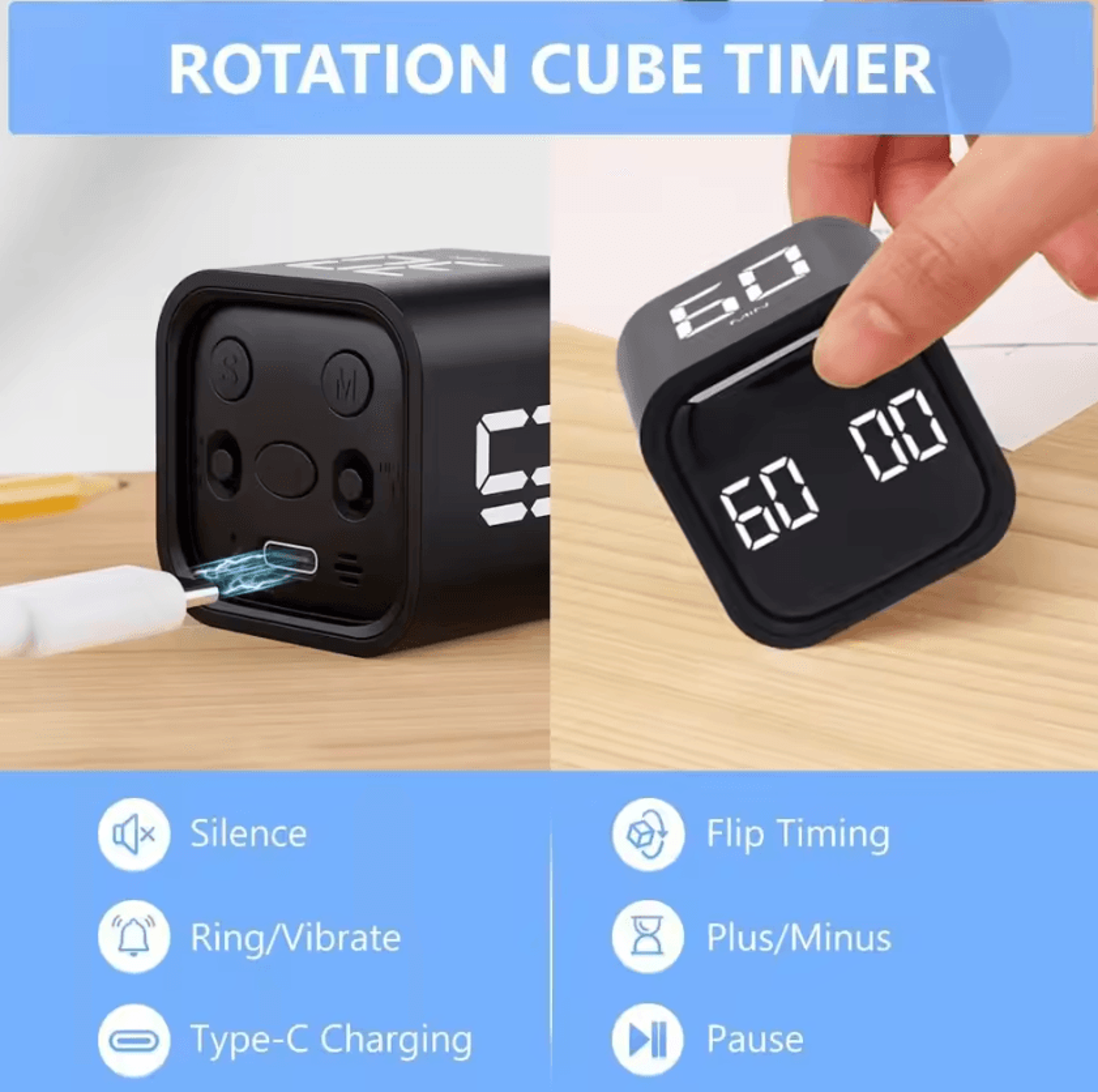 Gravity Sensor Digital Pomodoro Cube Timer 1