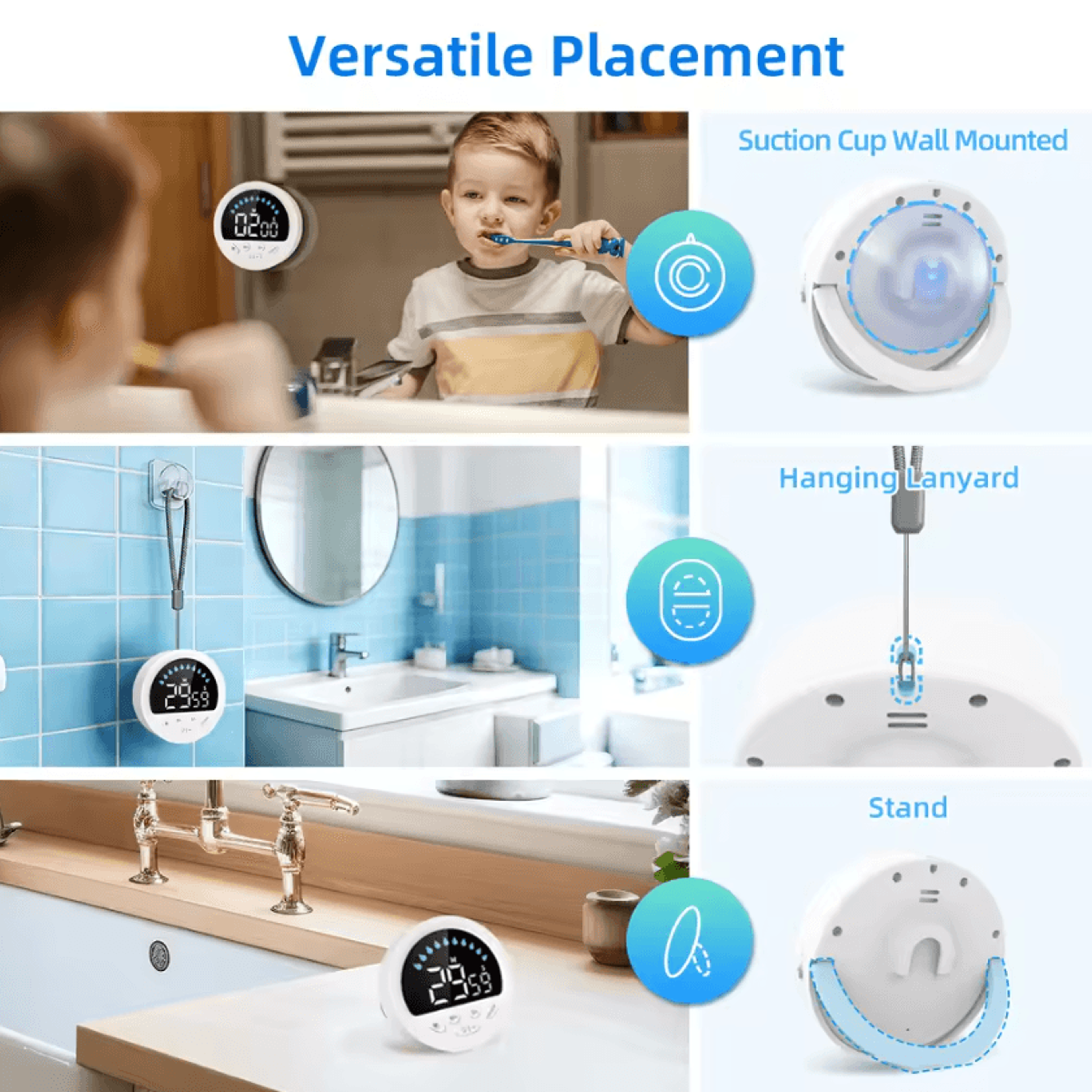 Rechargeable Waterproof LED Shower And Kitchen Timer 2