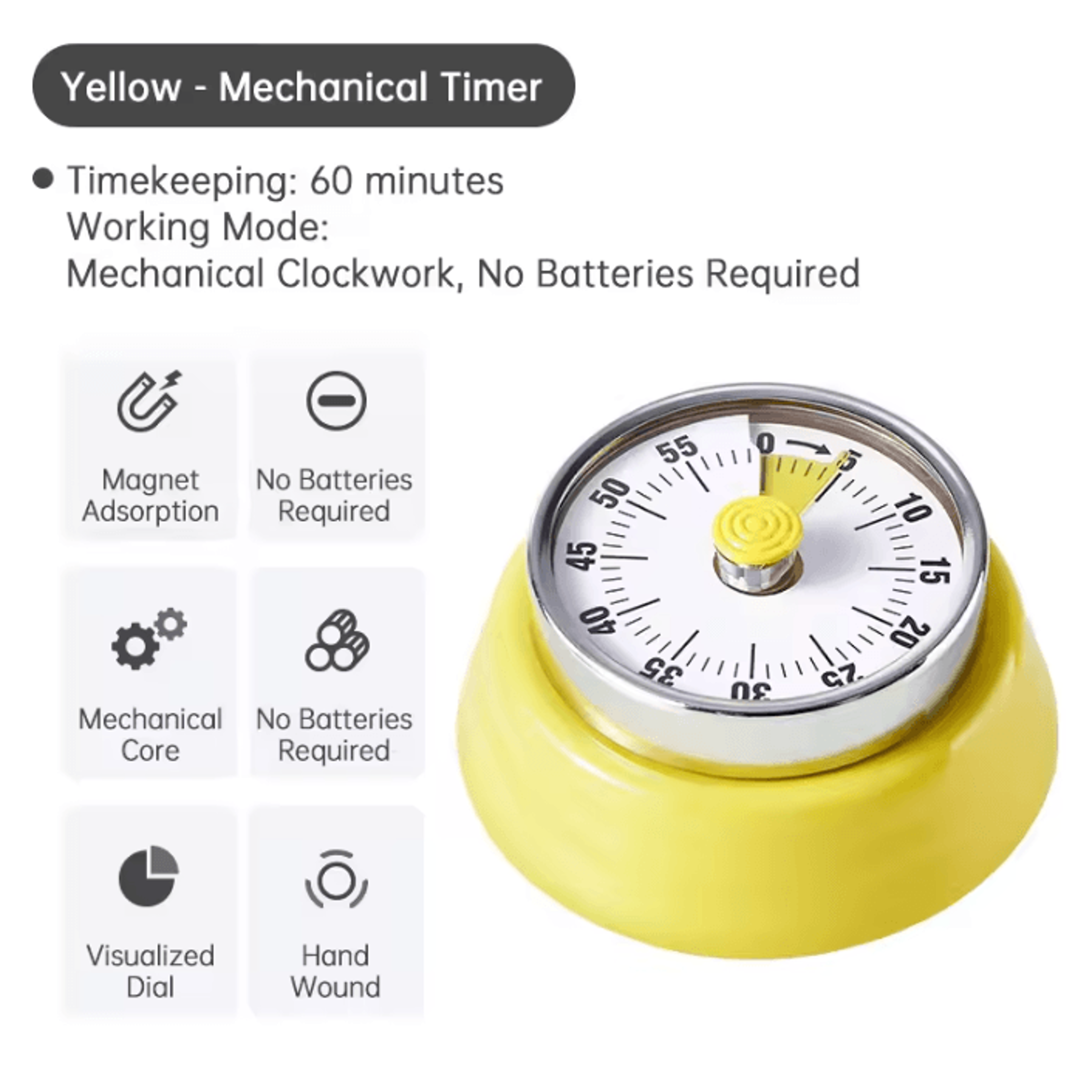 Zackoo 60 Minute Visual Kitchen Timer With Magnetic Back 6