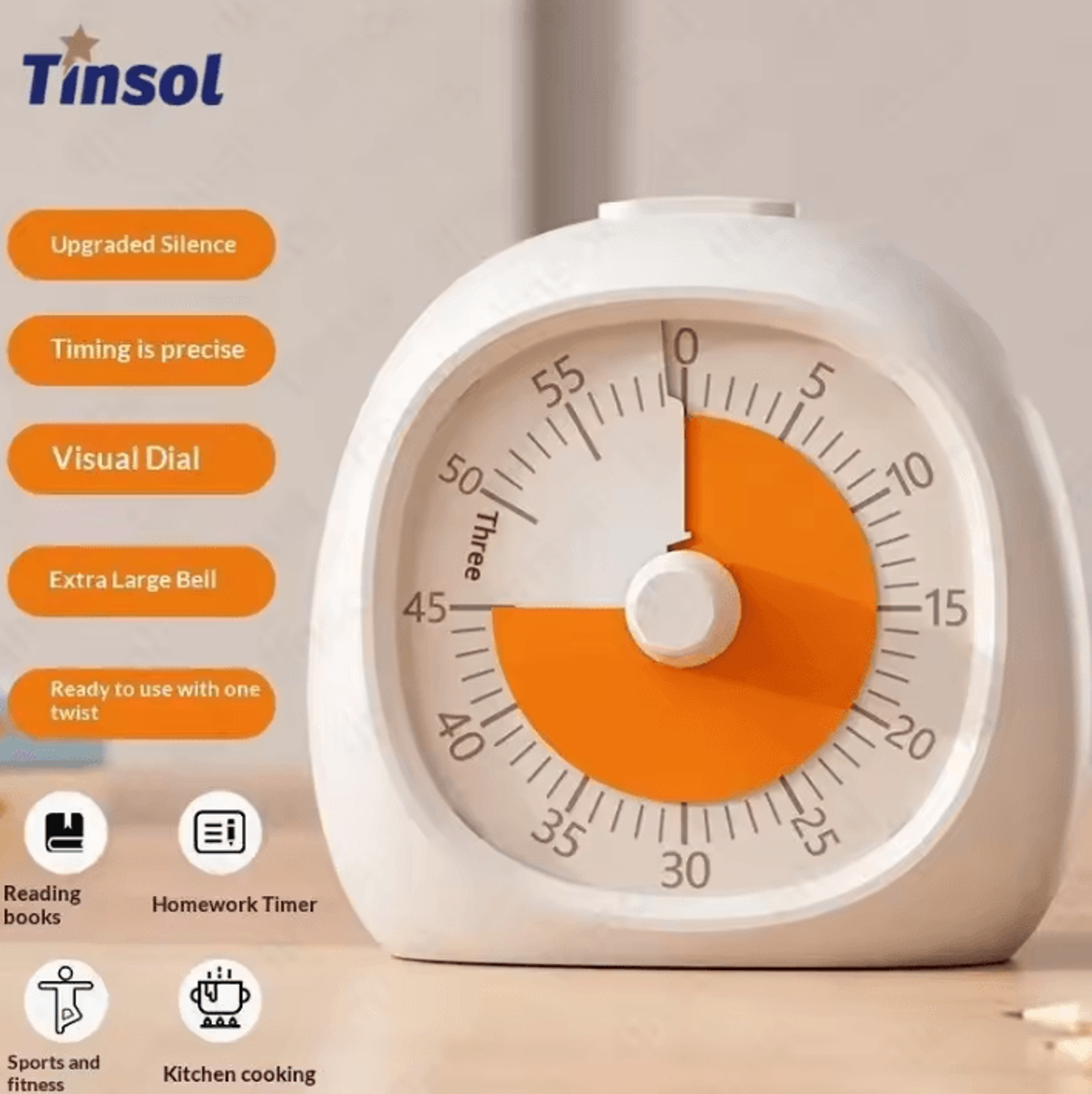 TINSOL 60 Minute Silent Visual Timer For Kids And Study 5
