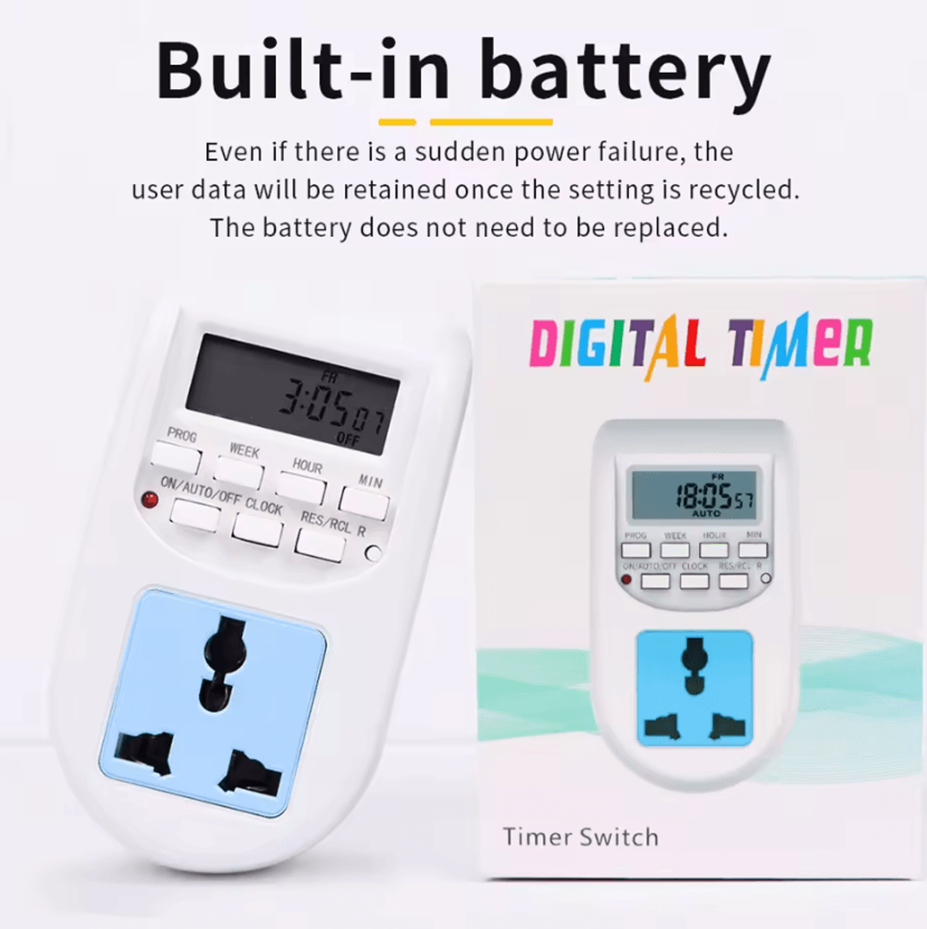 10A Weekly Programmable Digital Timer Socket EU Plug 4