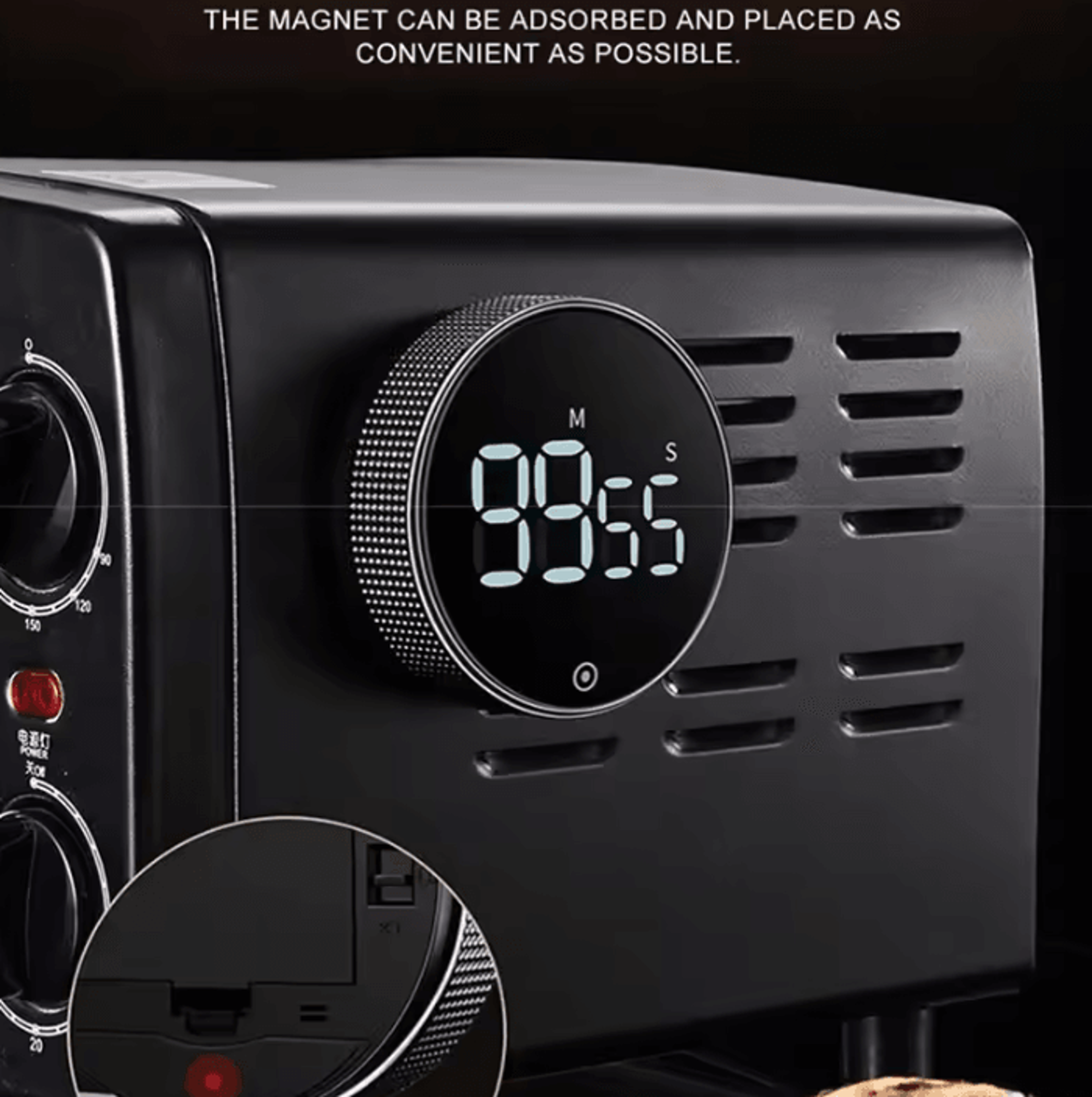 Magnetic Digital Kitchen Timer With Rotary Dial And LED Display 3