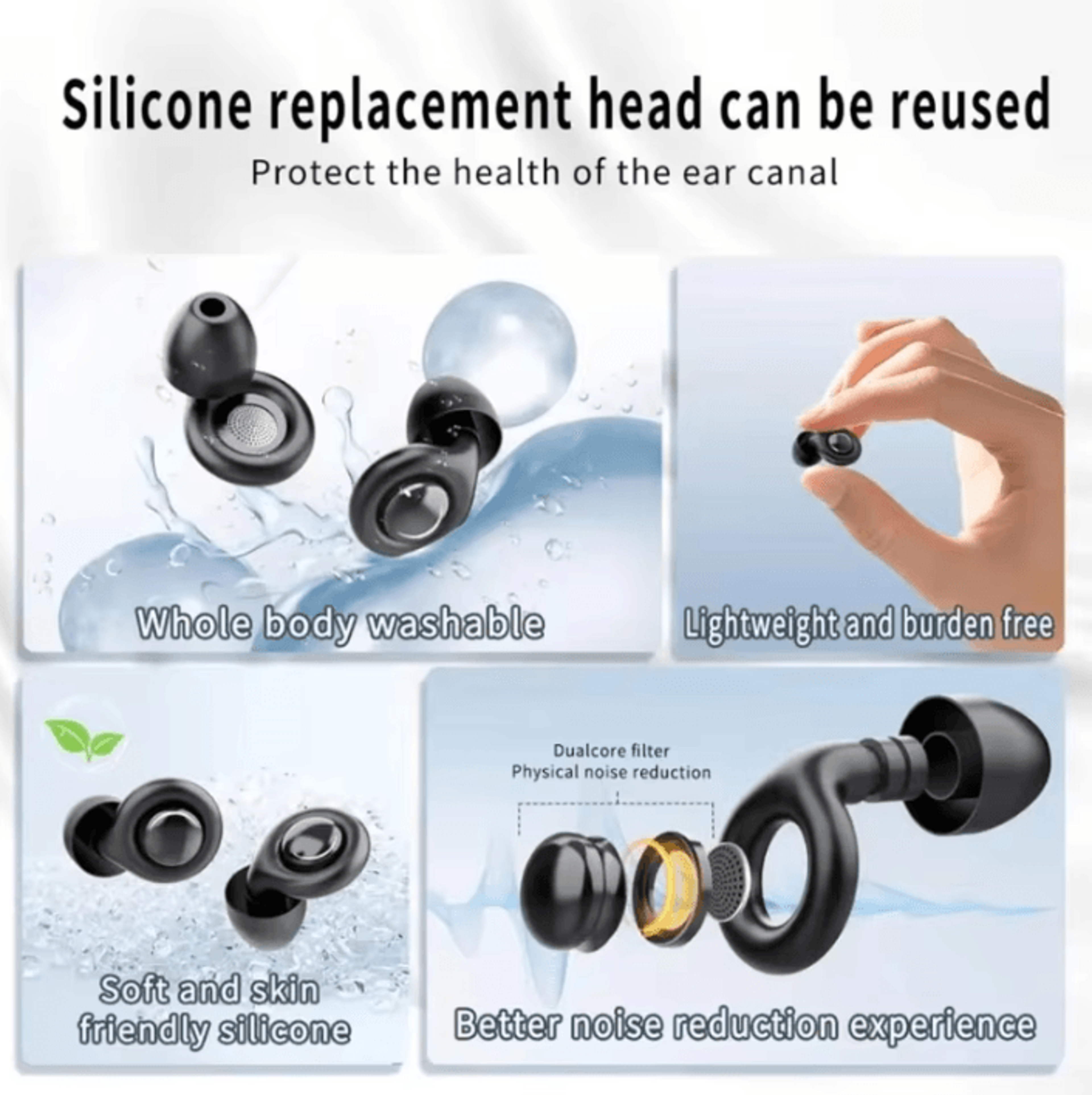 Reusable Silicone Noise Reducing Ear Plugs For Sleep And Travel 2