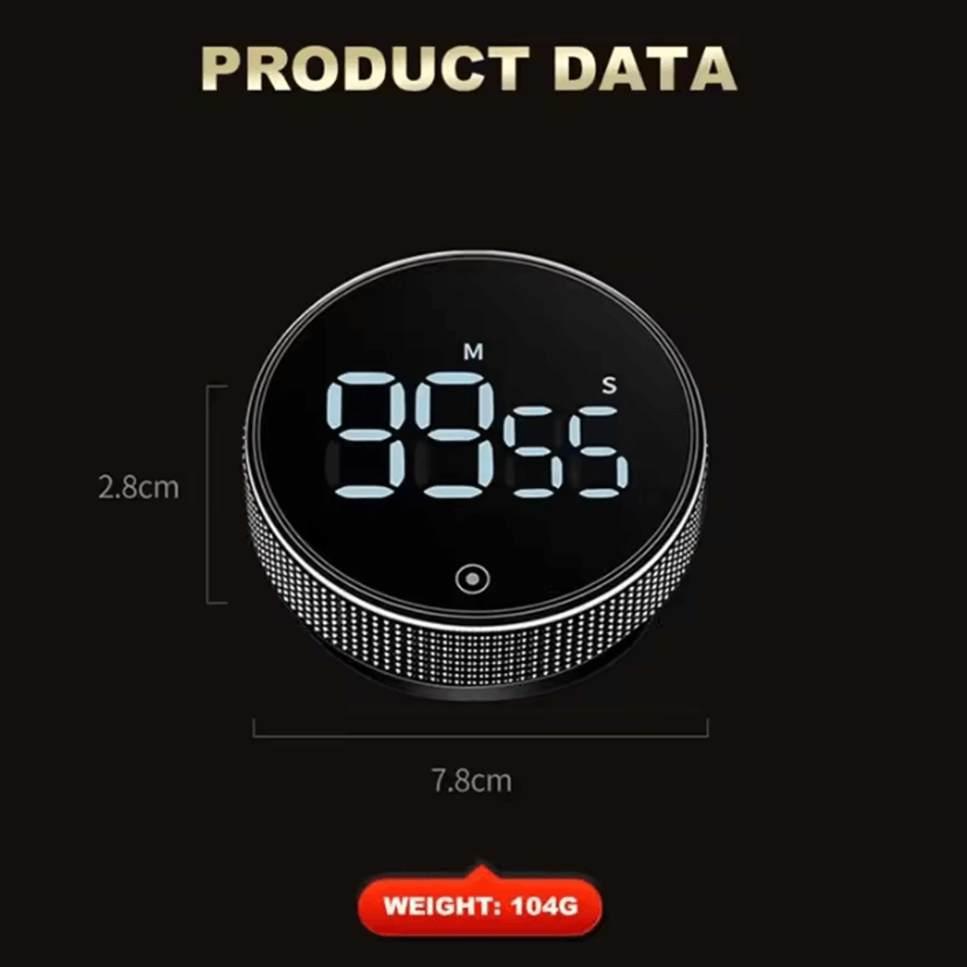 Magnetic Digital Kitchen Timer With Rotary Dial And LEDs Displays 3