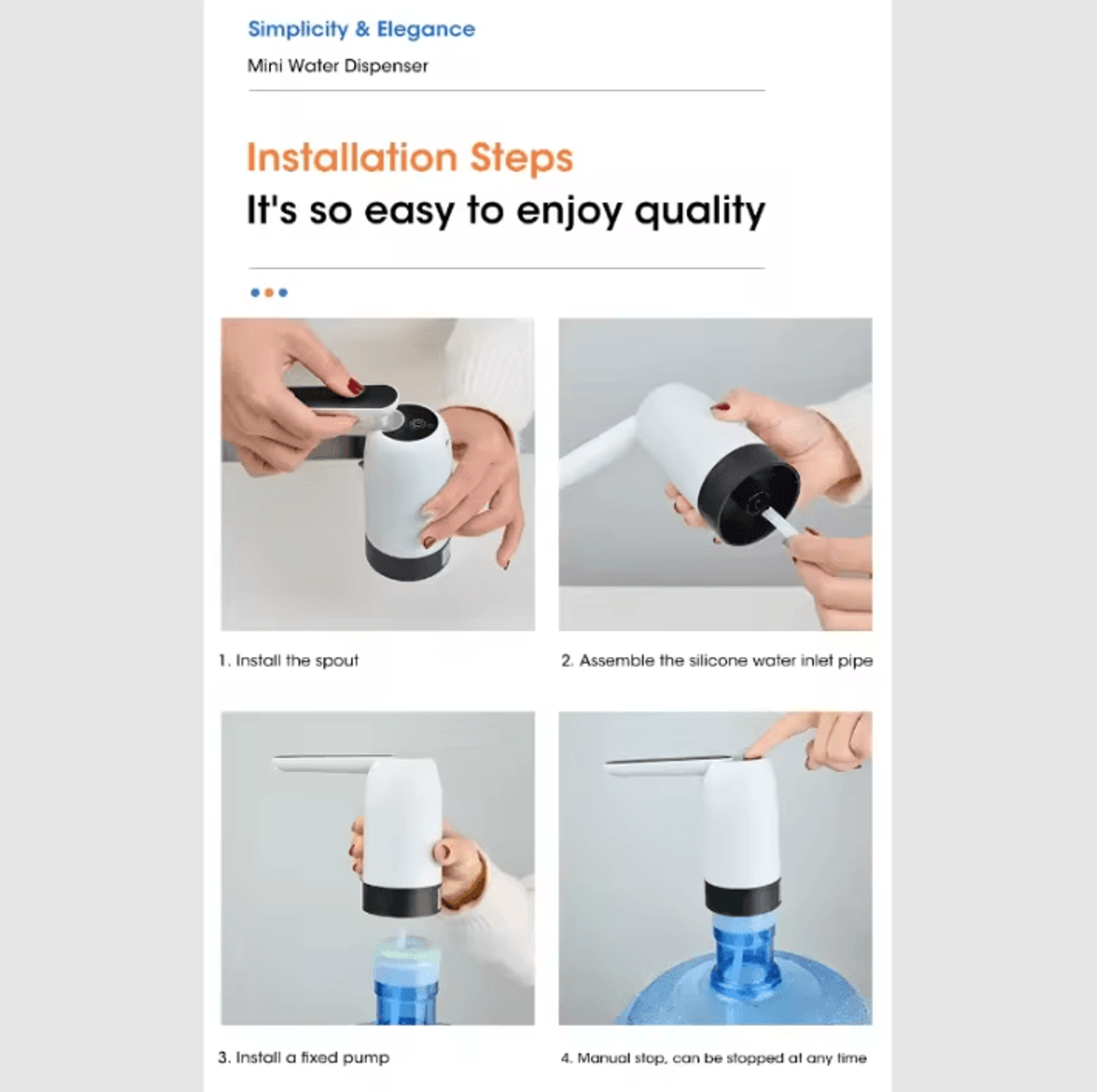 Rechargeable Automatic Water Bottle Pump With One Touch Dispenser 5