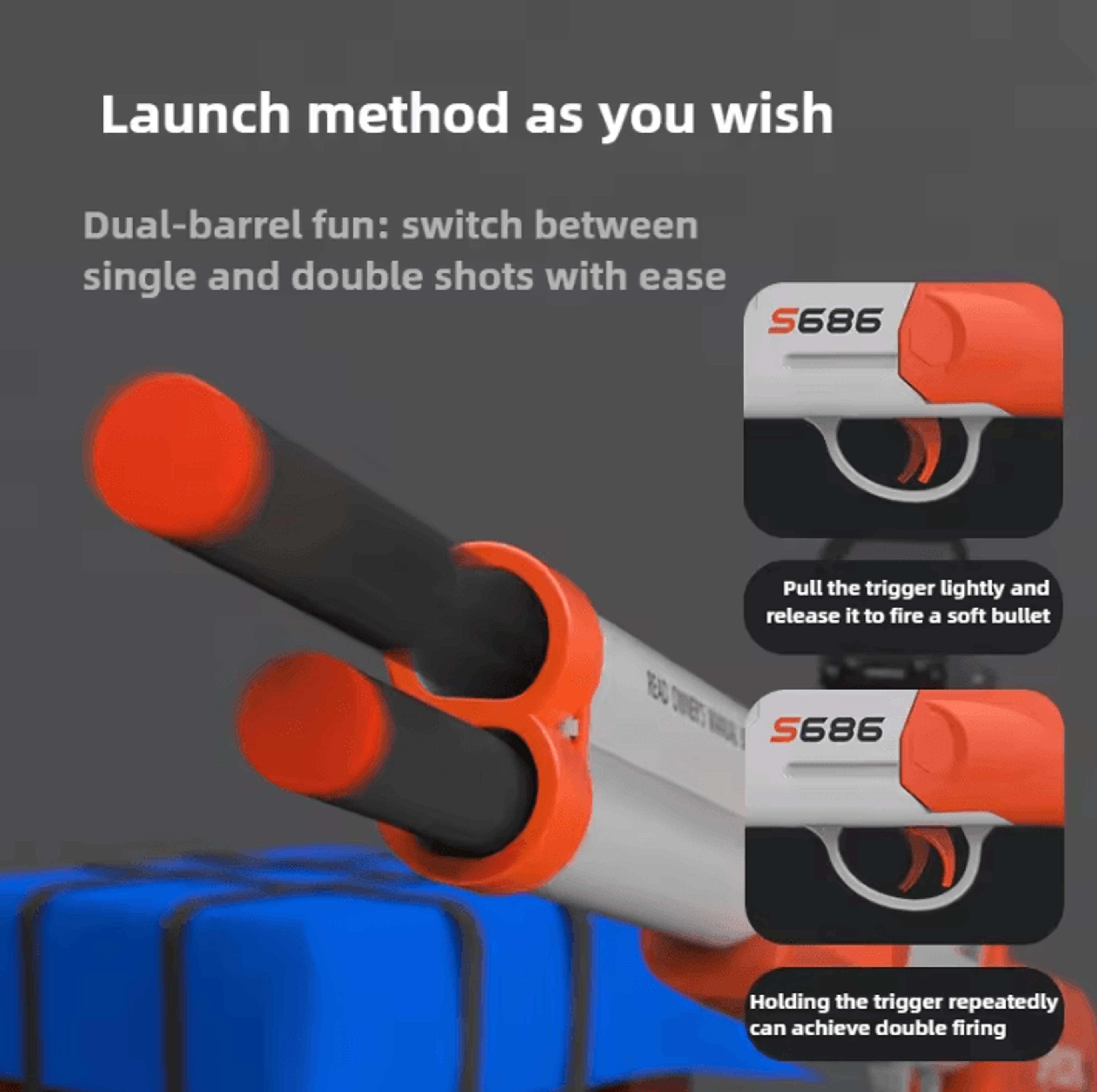 S686 Style Double Barrel Soft Bullet Toy Blaster 2
