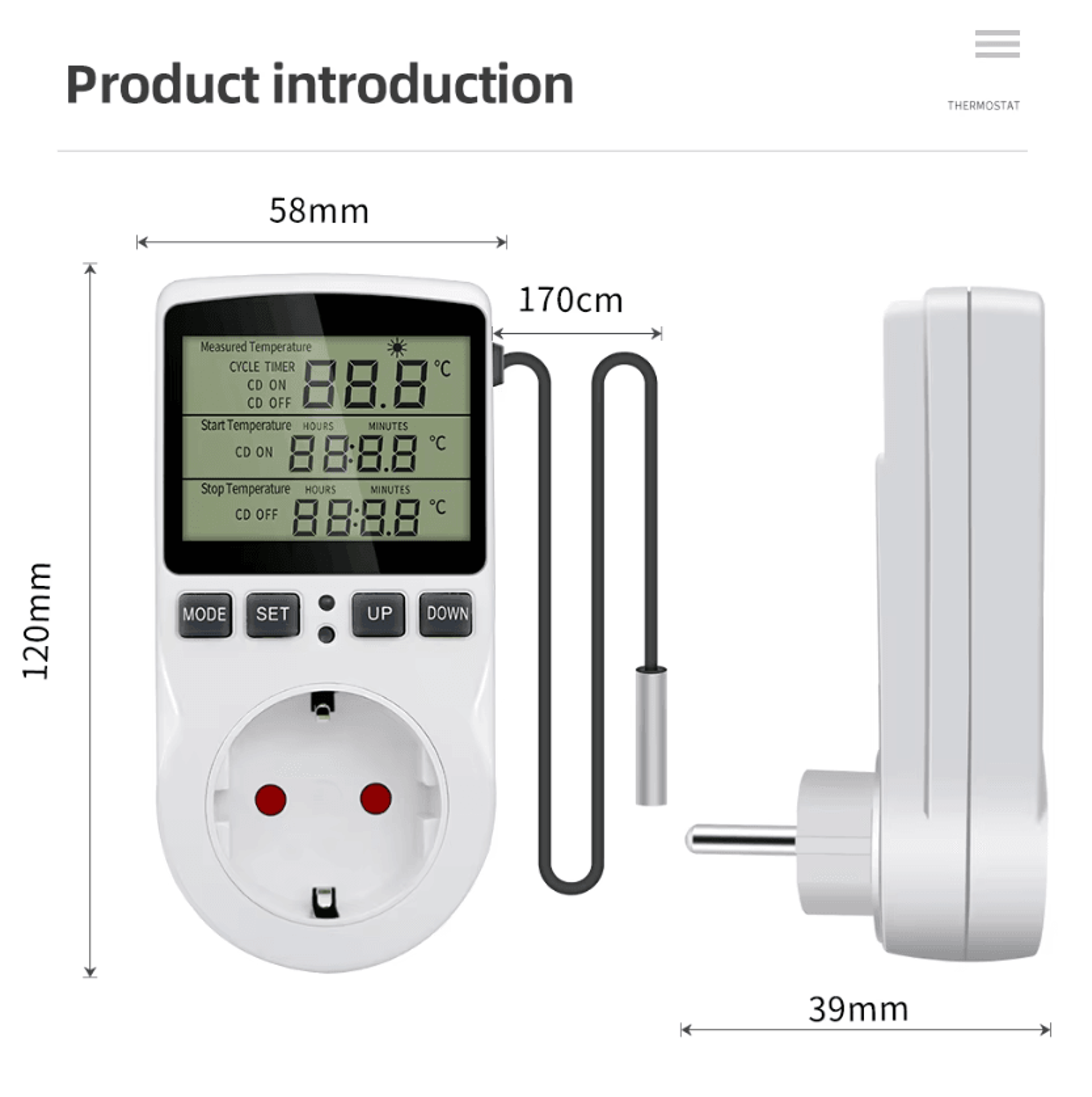 Digital Thermostat Timer Socket For Heating And Cooling 4