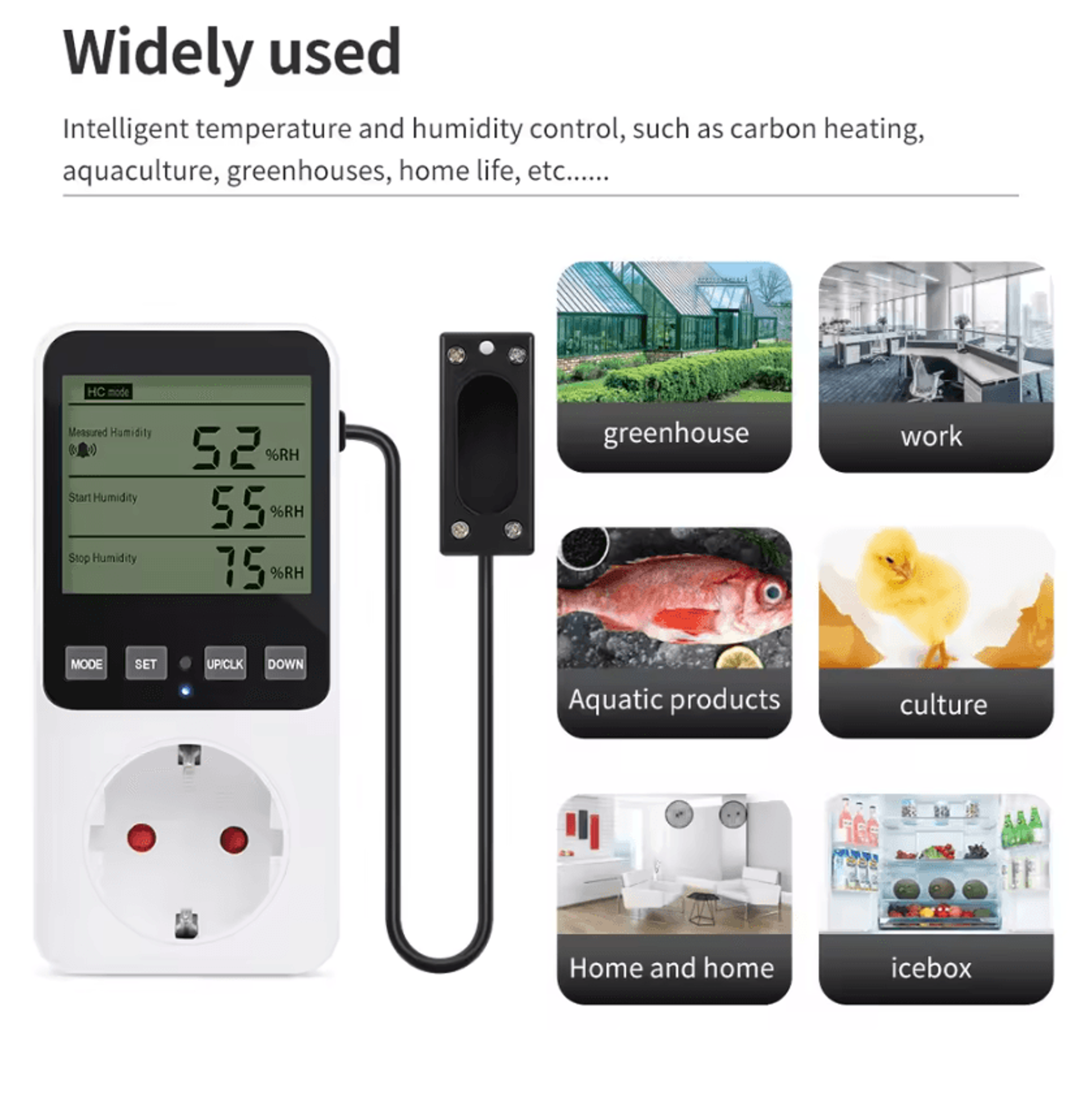 digital temperature humidity controller with thermostat timer socket