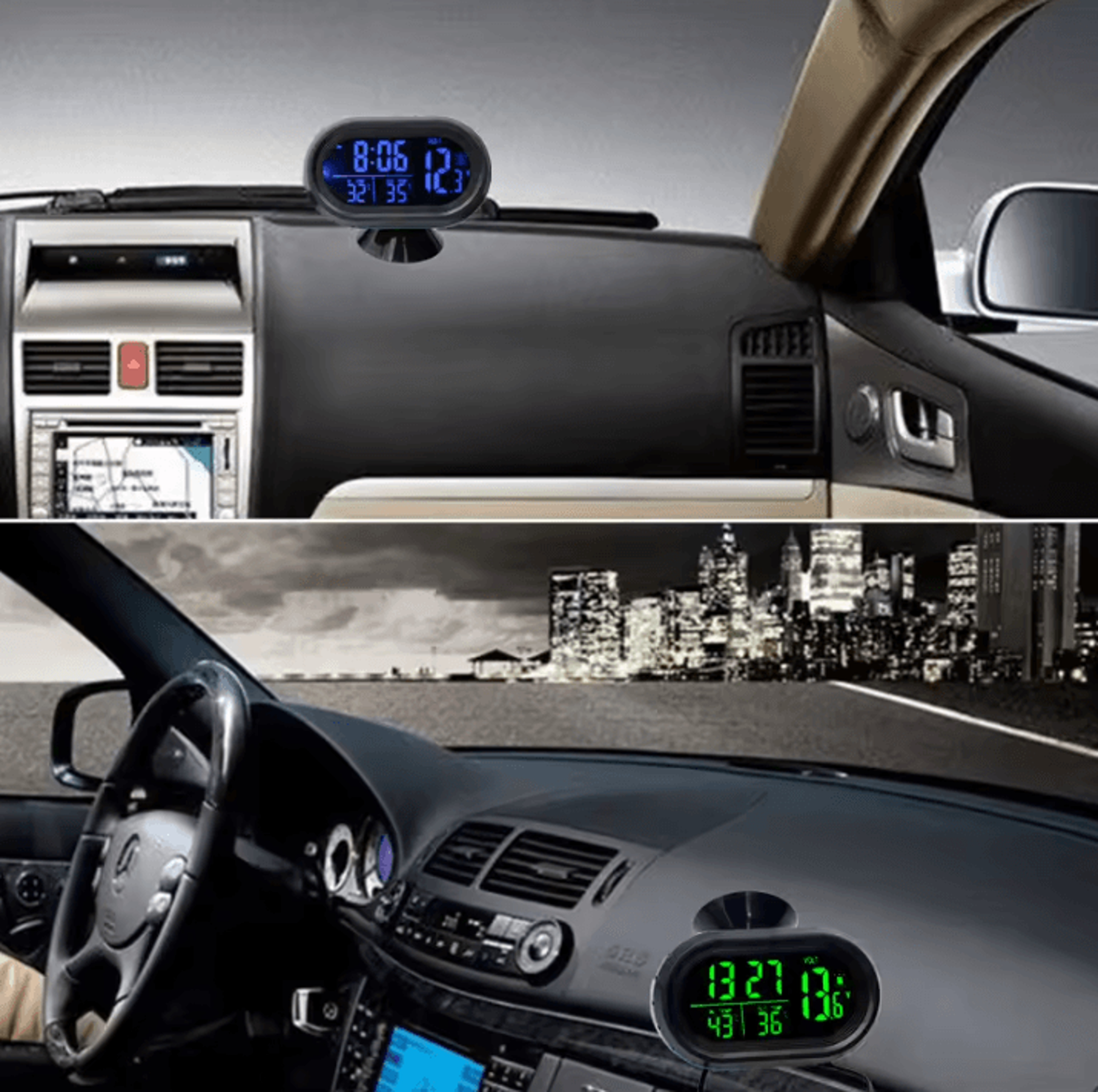 Digital Car Thermometer Voltmeter Clock With Freeze Alert 4