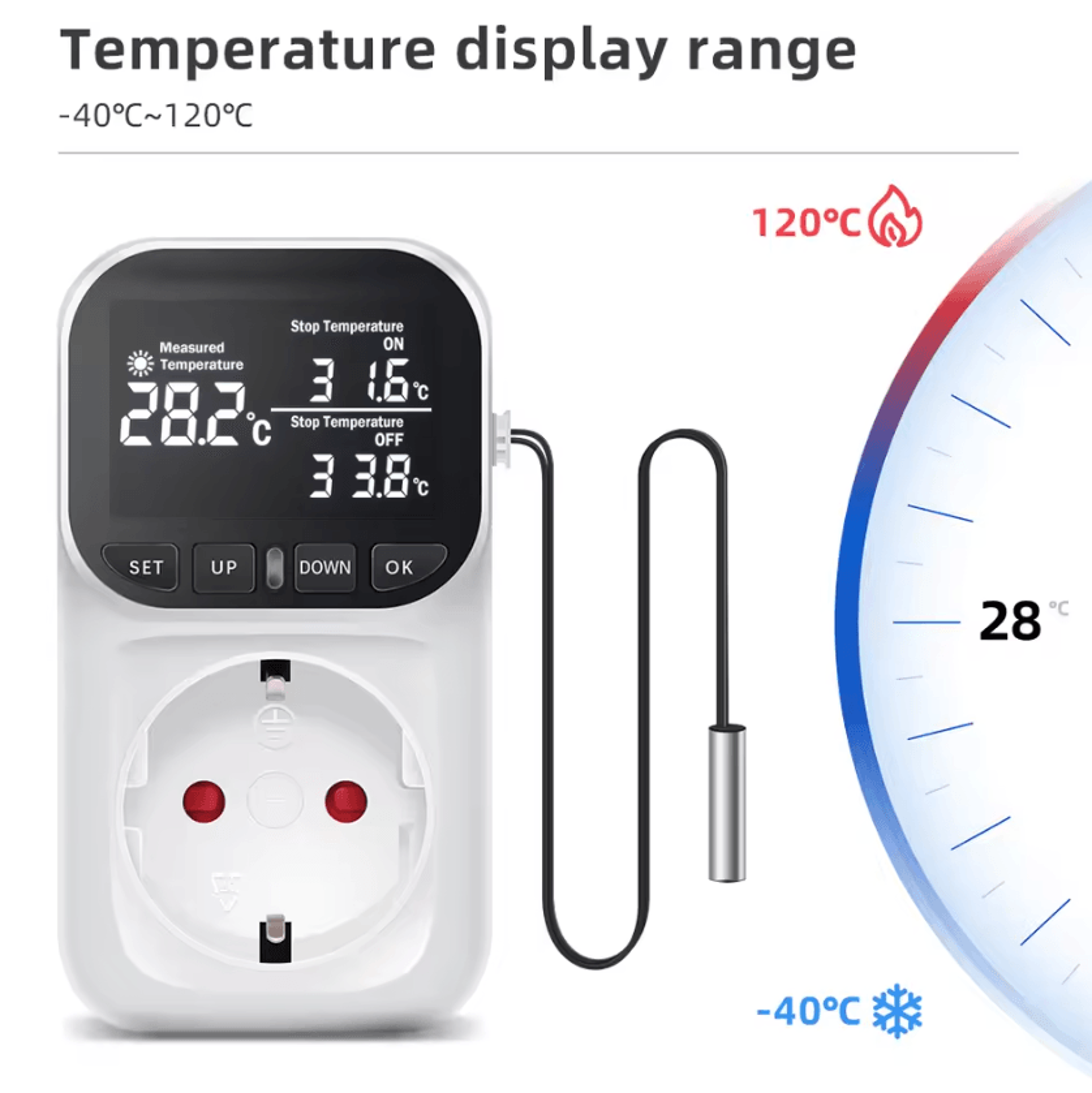 220V Digital Temperature Controller Socket With Timer And Sensor 4