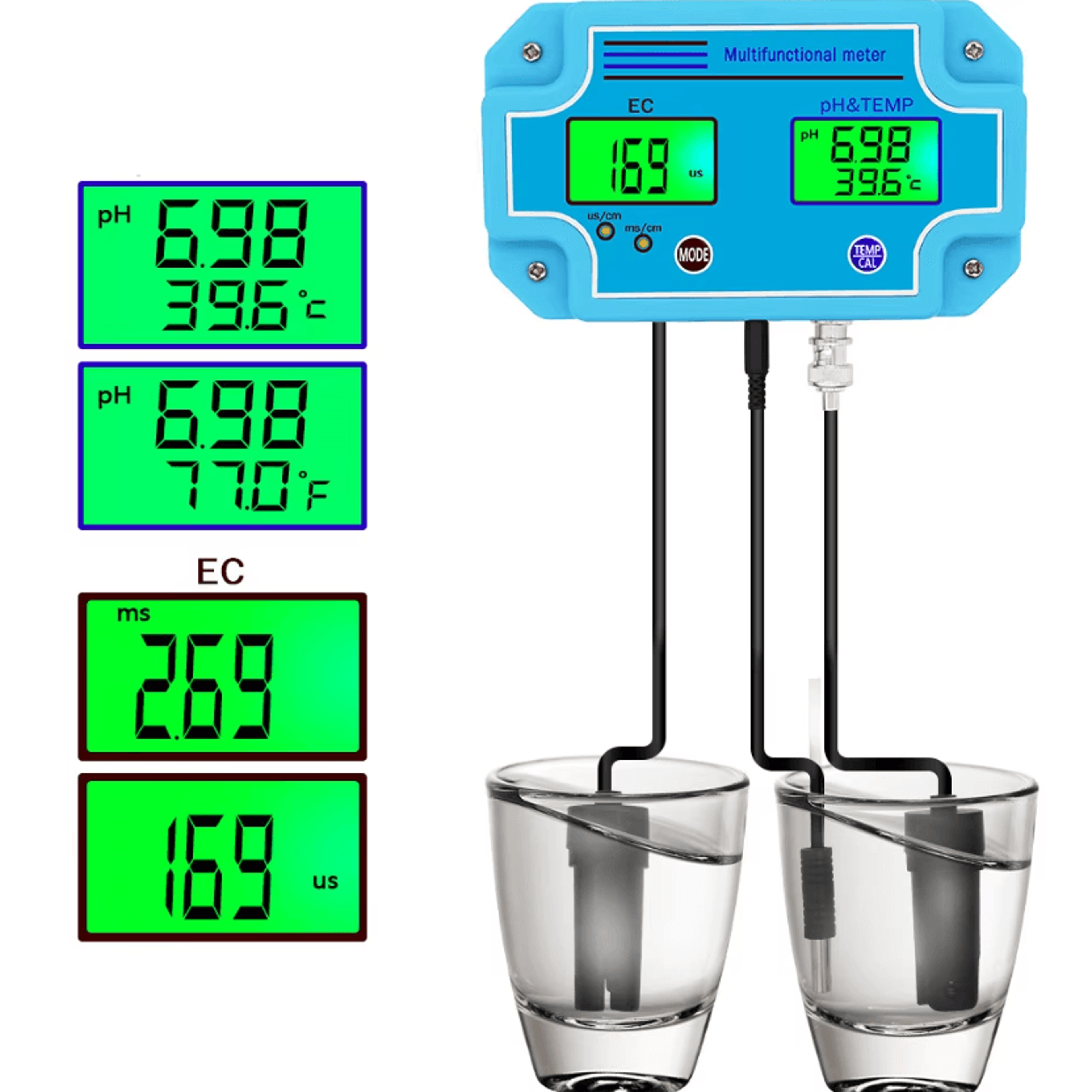 ph/ec-2981 digital ph ec water quality monitor with temperature