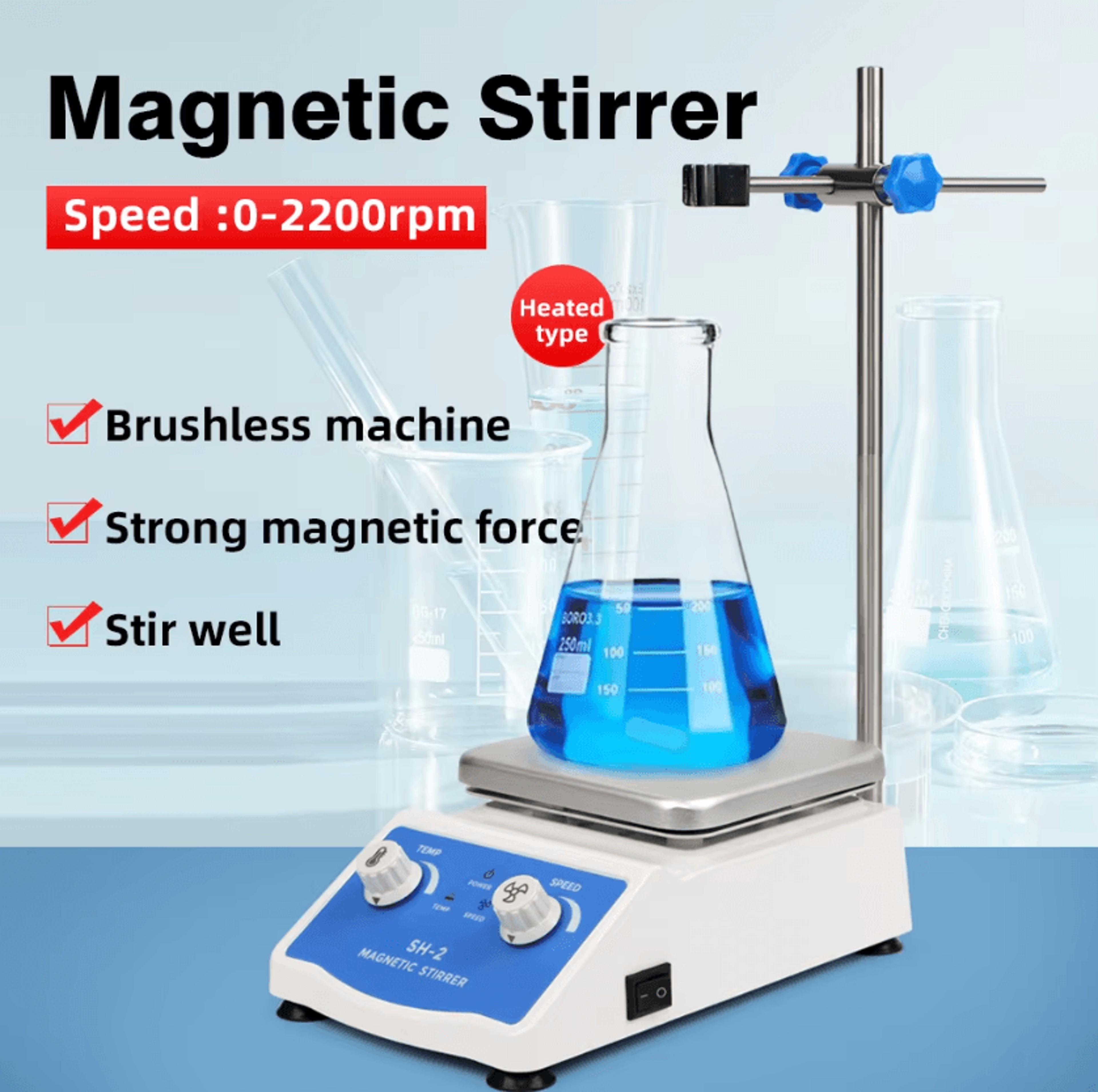 sh-2 digital laboratory magnetic stirrer with hot plate