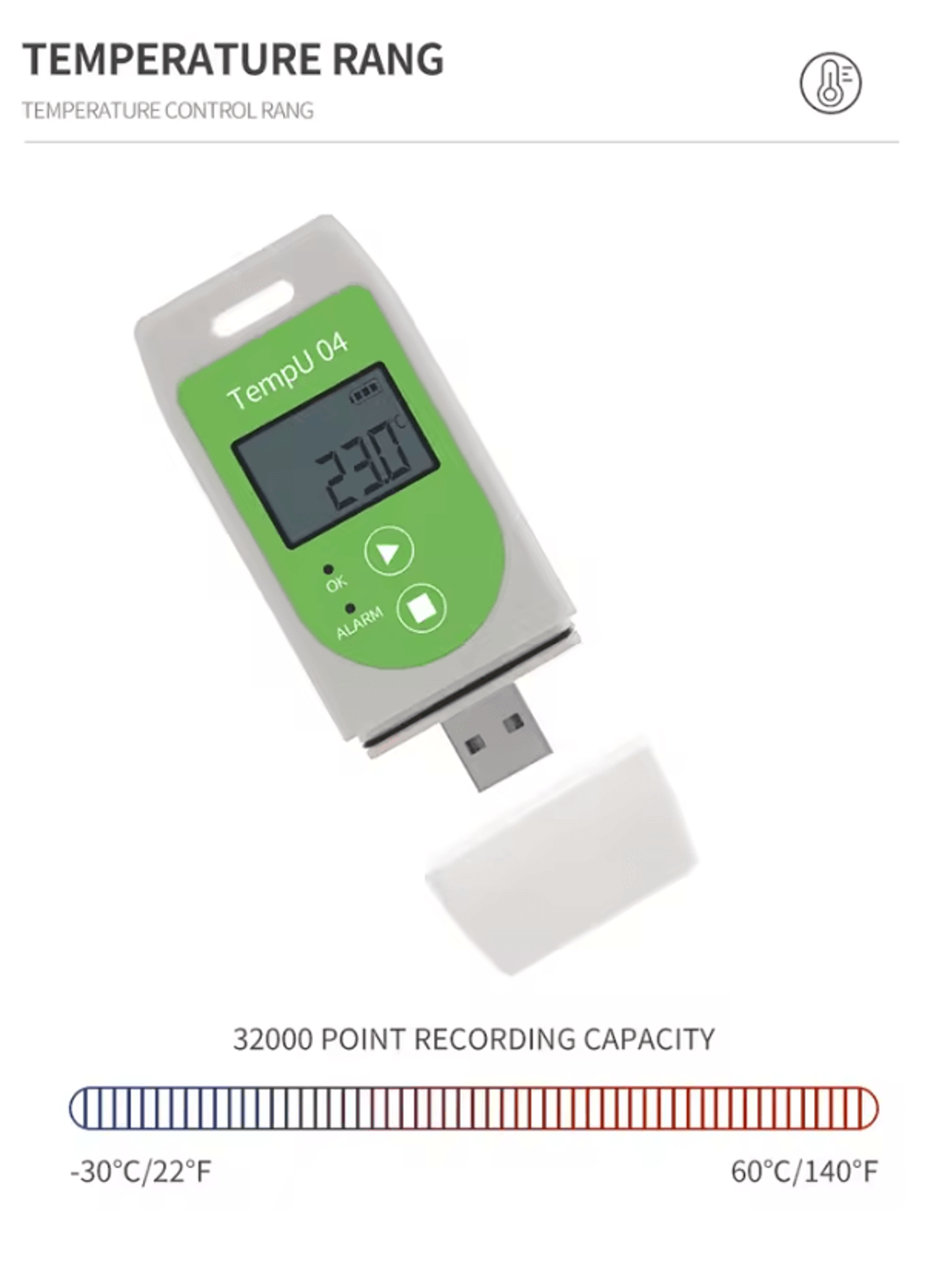 TempU04 Reusable USB Temperature Data Logger With PDF Report 3