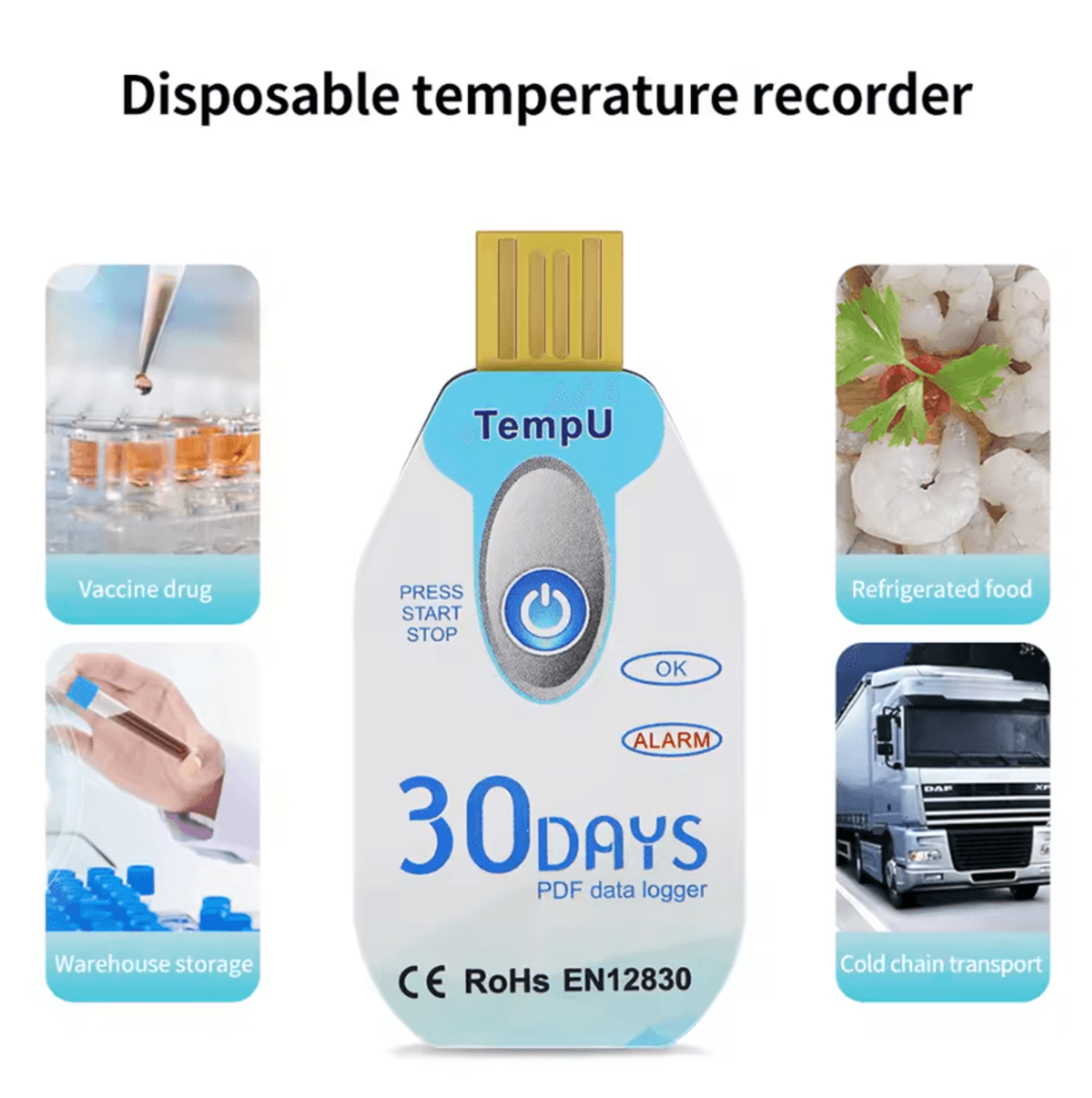 Single Use USB Temperature And Humidity Data Logger With PDF Report 0