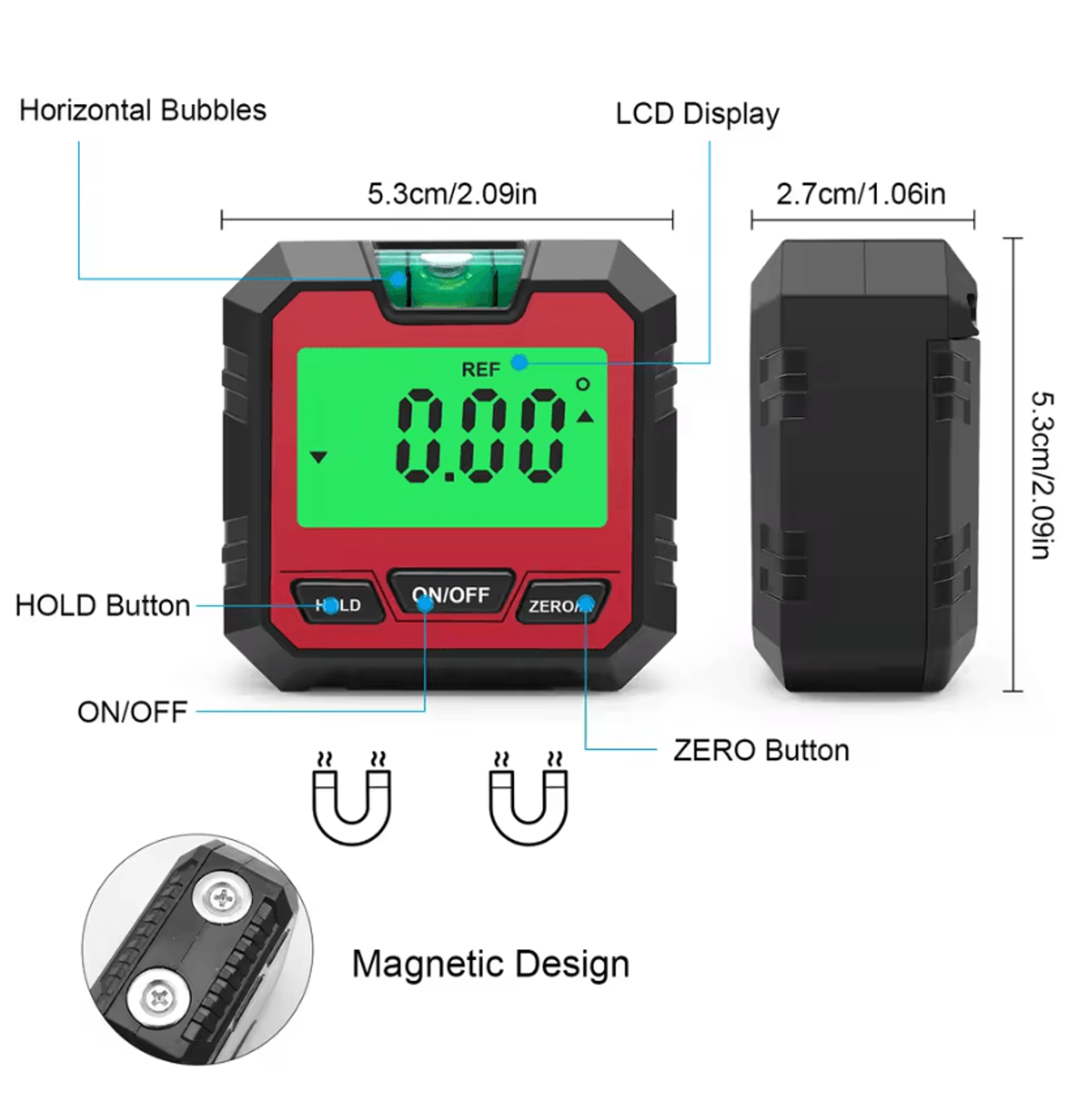 4x90 Degree Digital Protractor With Magnetic Base And Backlit Display 3