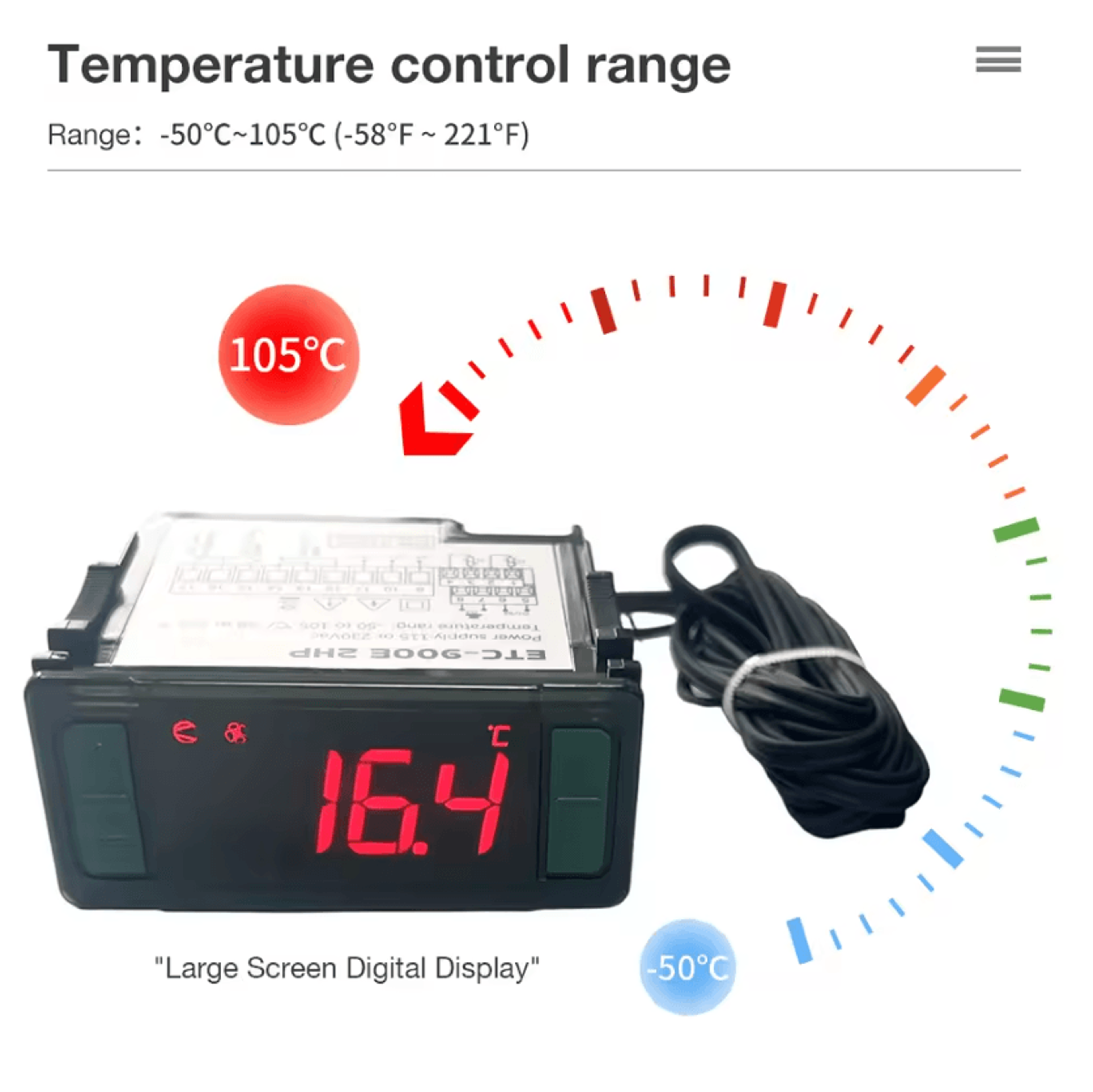 ETC512E ETC900 Digital Temperature Controller With Heating Cooling And Defrost 2