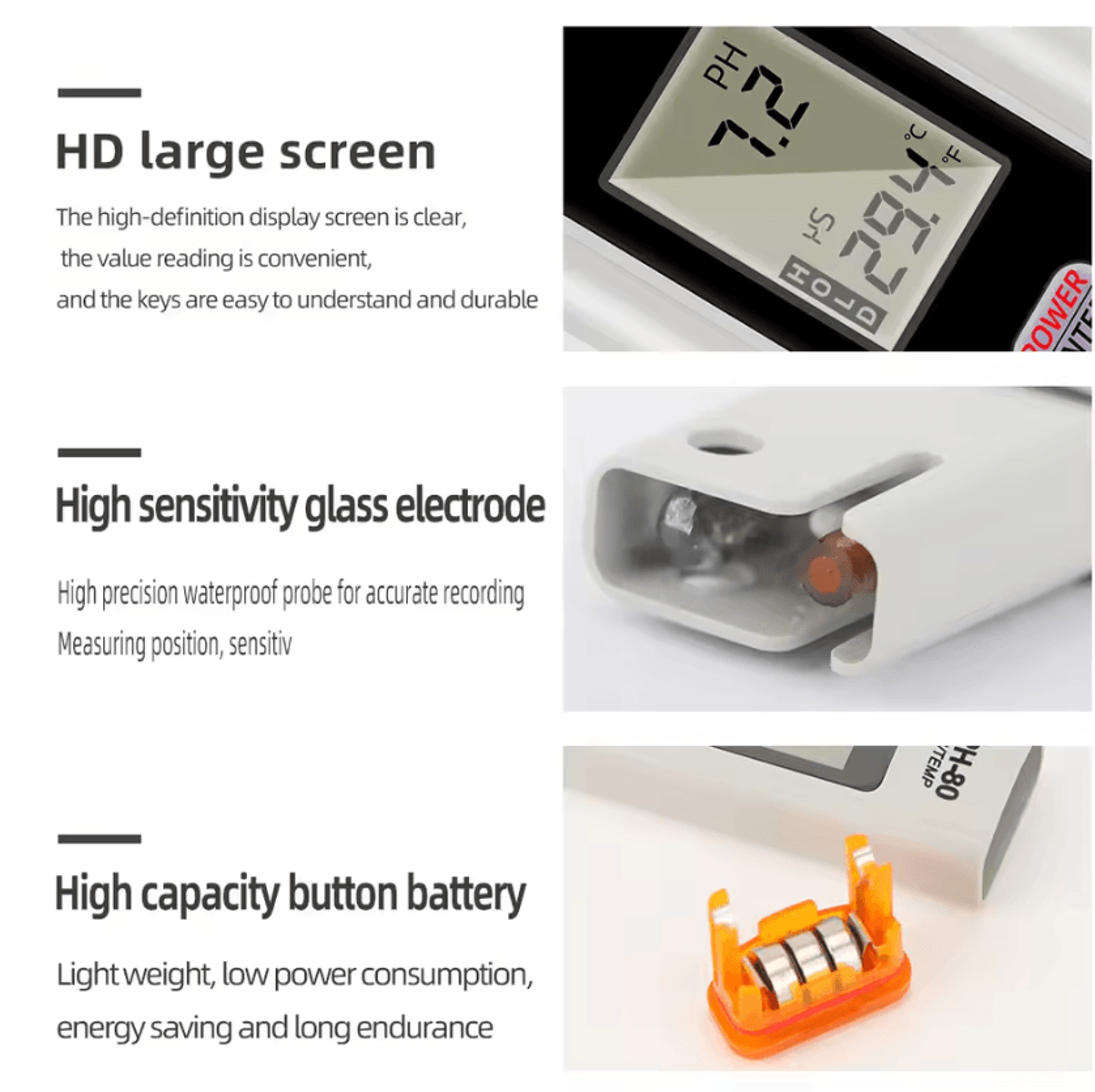 PH80 2 In 1 Digital PH And Temperature Meter With ATC 4