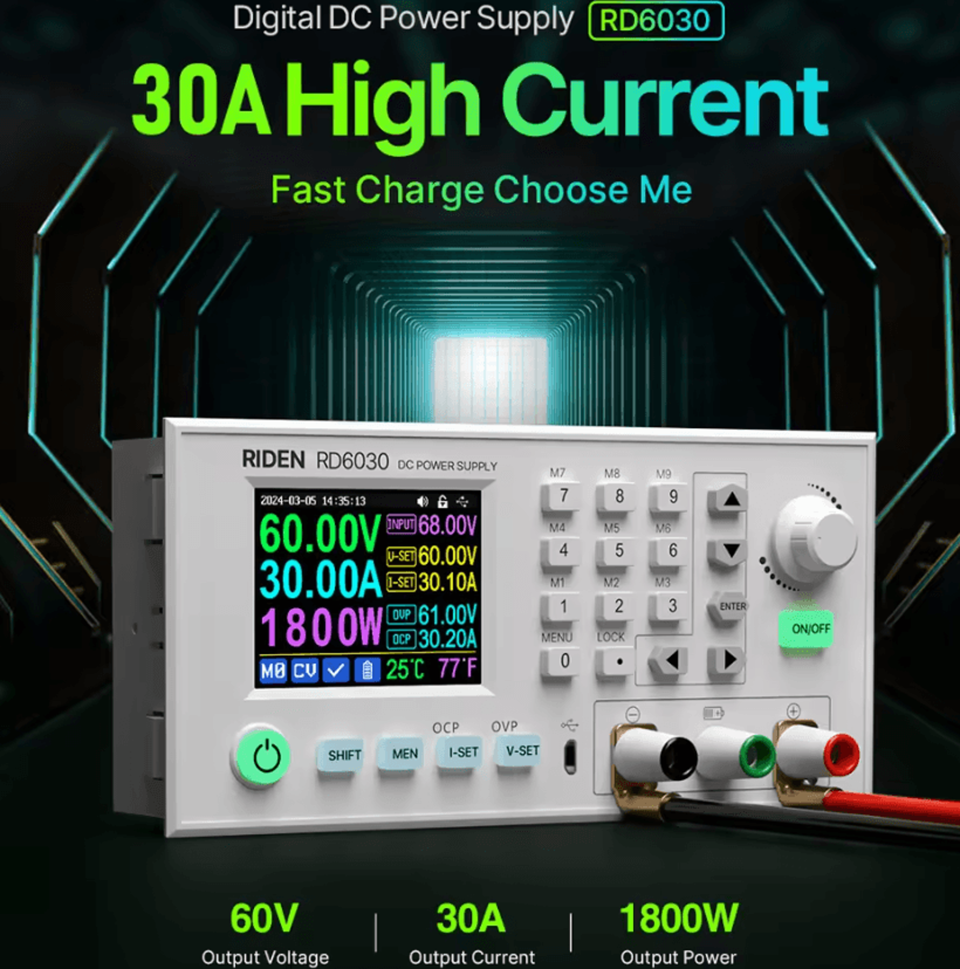 RD6030W 60V 30A Adjustable DC Lab Power Supply Module 1