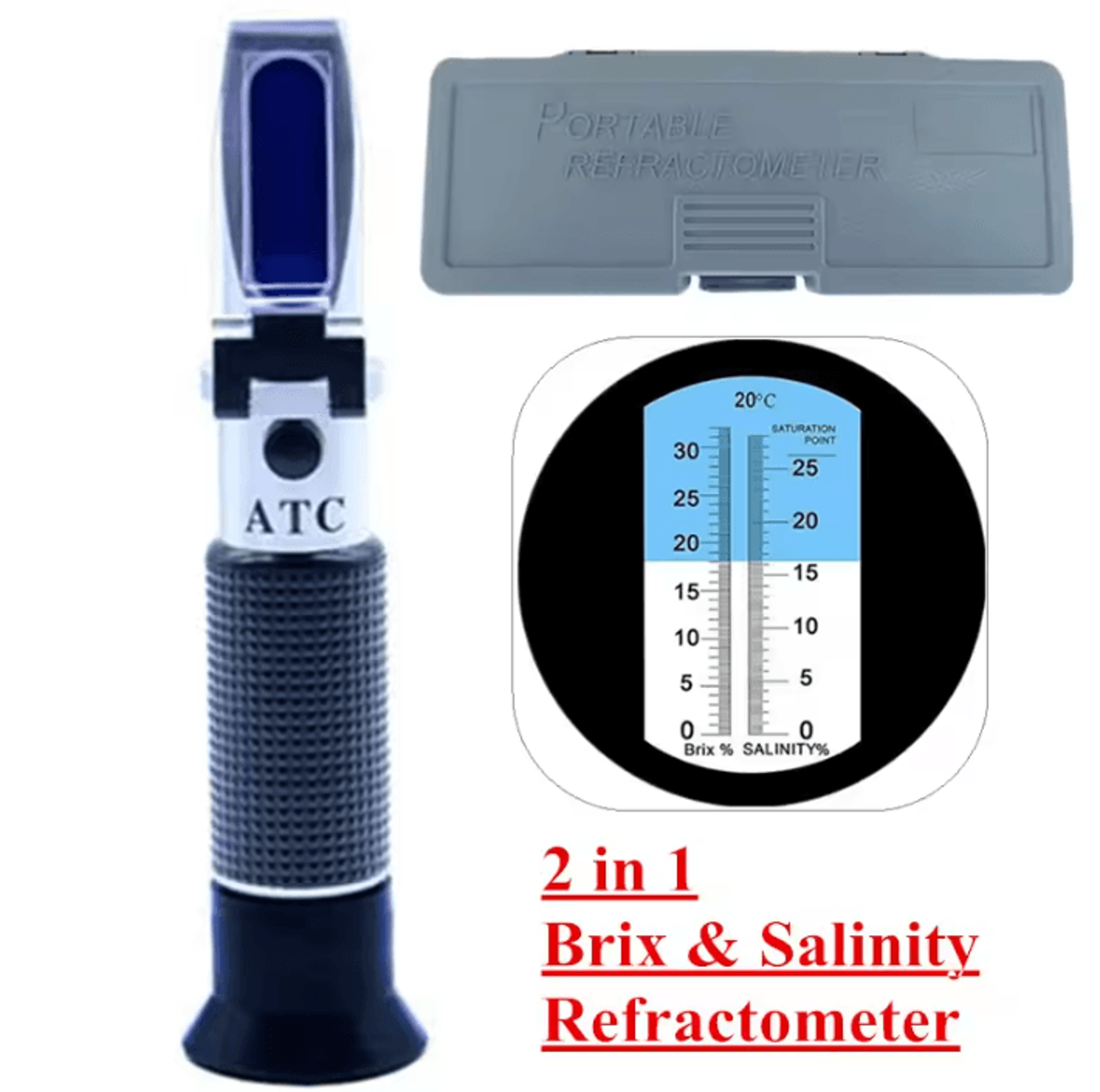 2 In 1 Brix And Salinity Refractometer With ATC 0