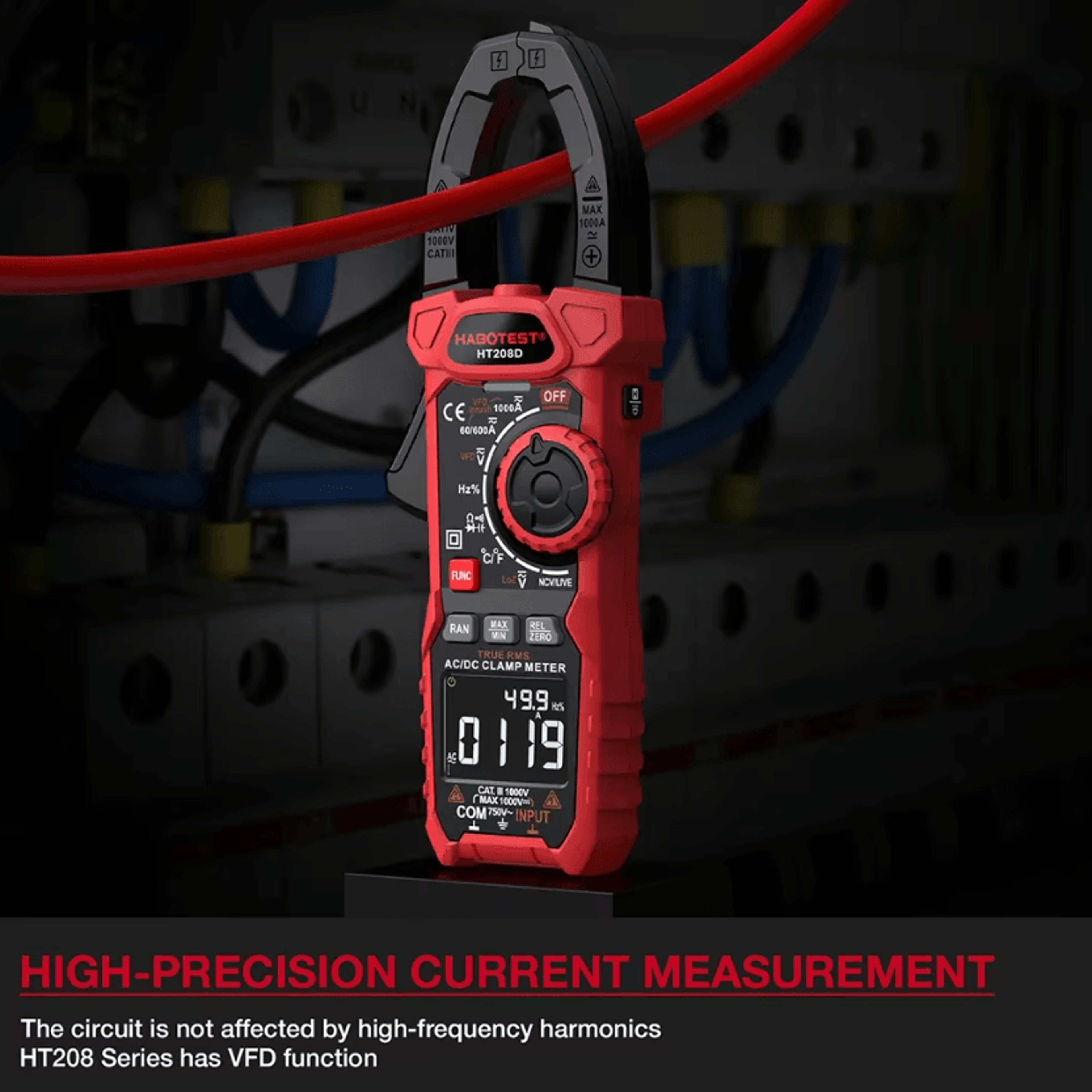 HT208D 1000A True RMS AC DC Digital Clamp Meter 3