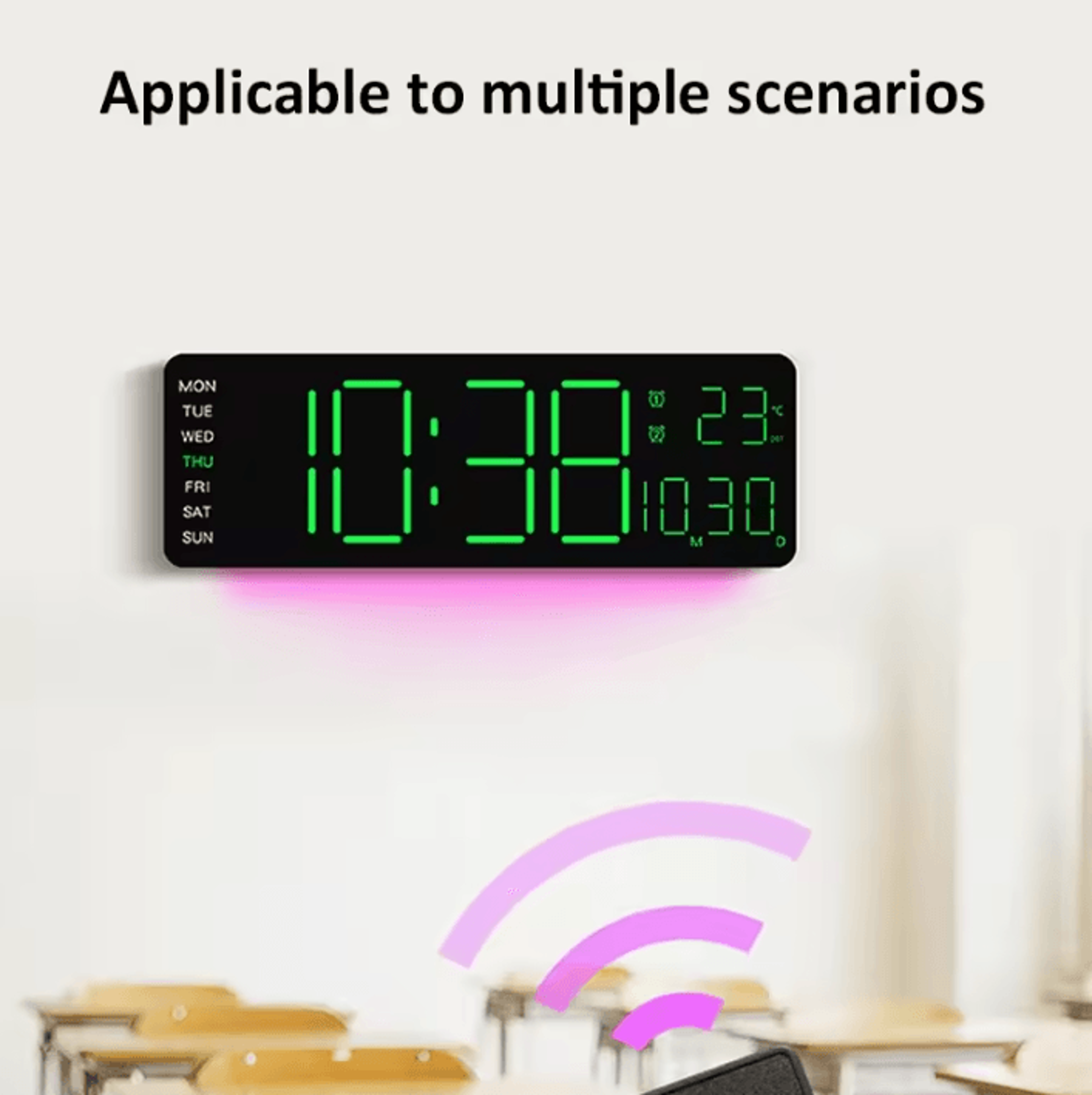 13 Inch RGB Digital Wall Clock With Remote Control And Large LED Display 3