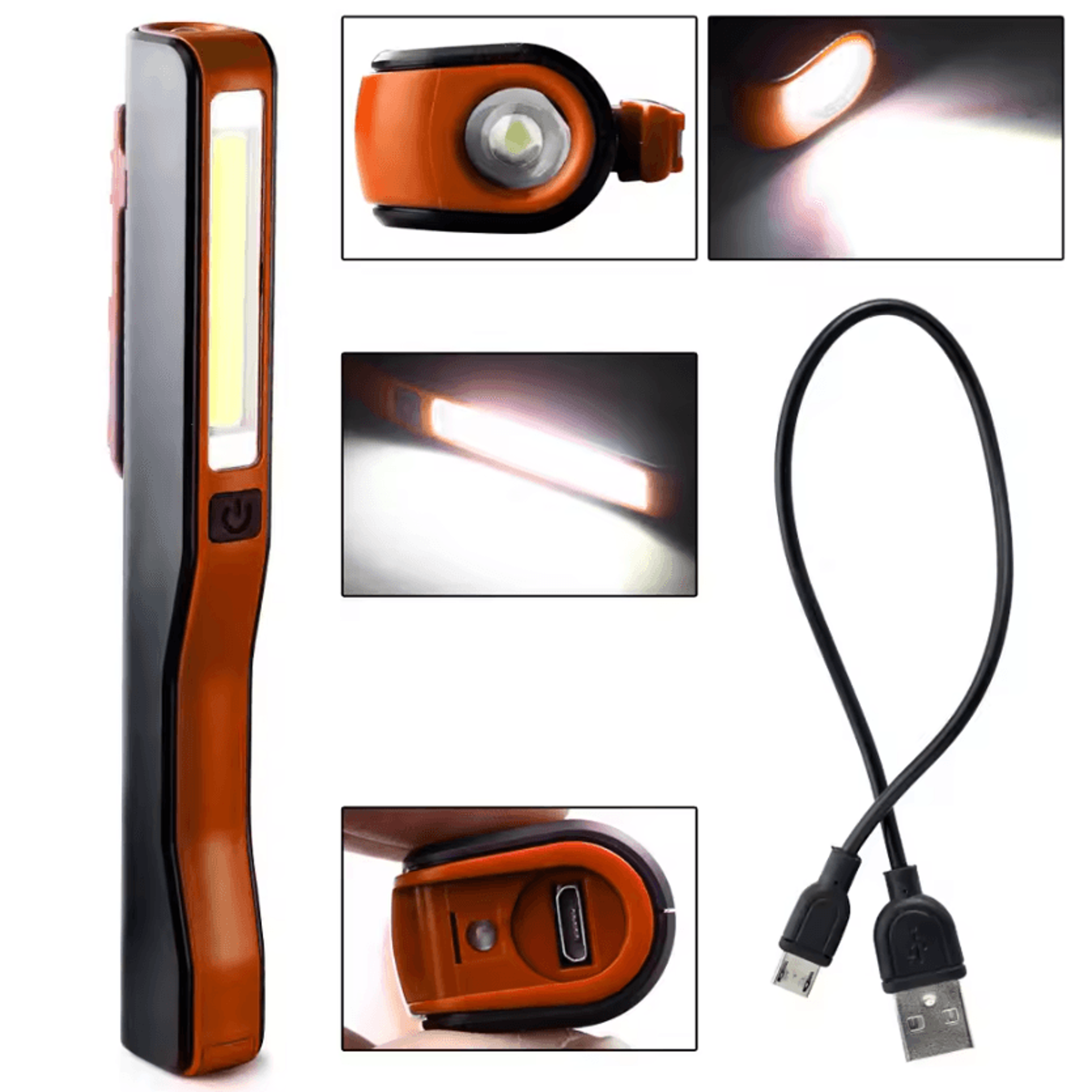 Rechargeable Magnetic COB LED Work Light With Pen Clip 2