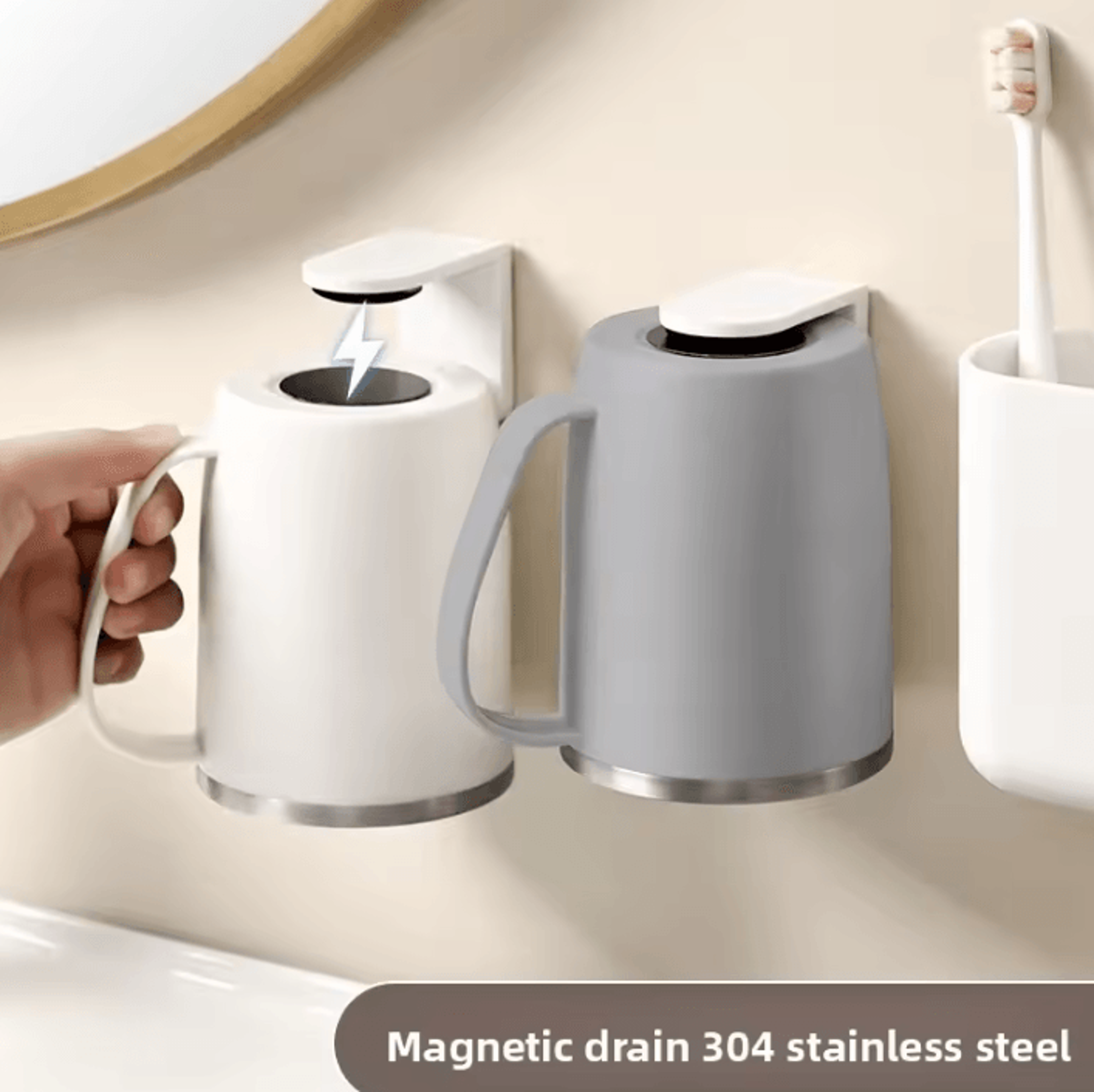 magnetic wall mounted 304 stainless steel mouthwash cup
