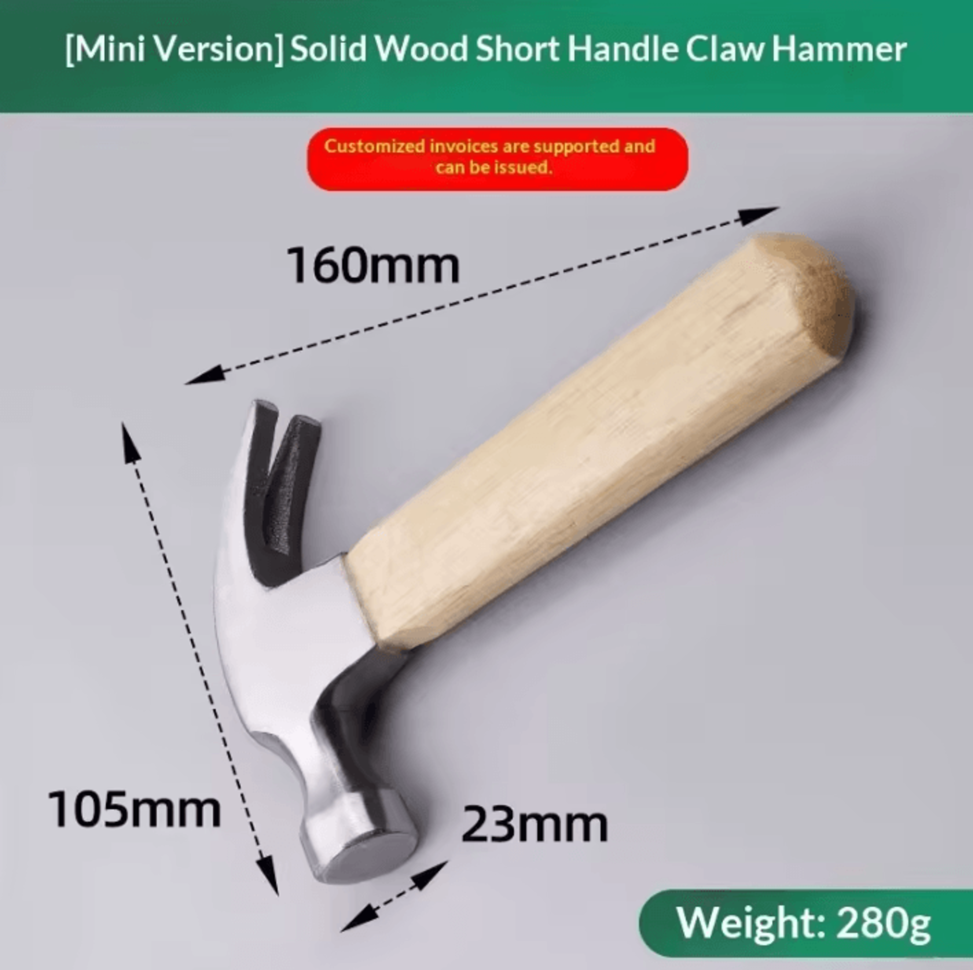 Mini High Carbon Steel Hammer With Solid Wood Handle 6