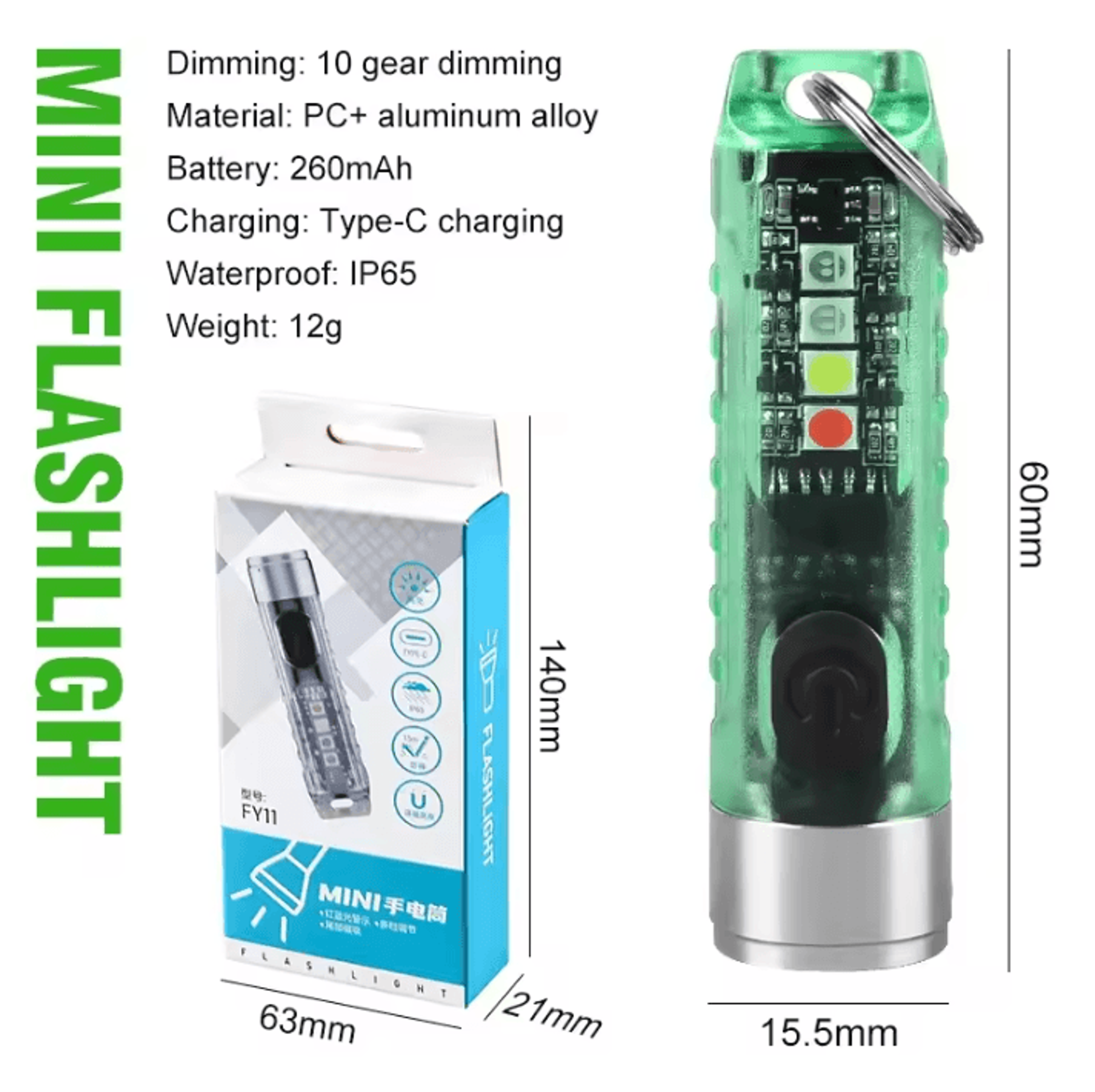 Rechargeable Mini EDC LED Keychain Flashlight With UV And Magnetic Base 8