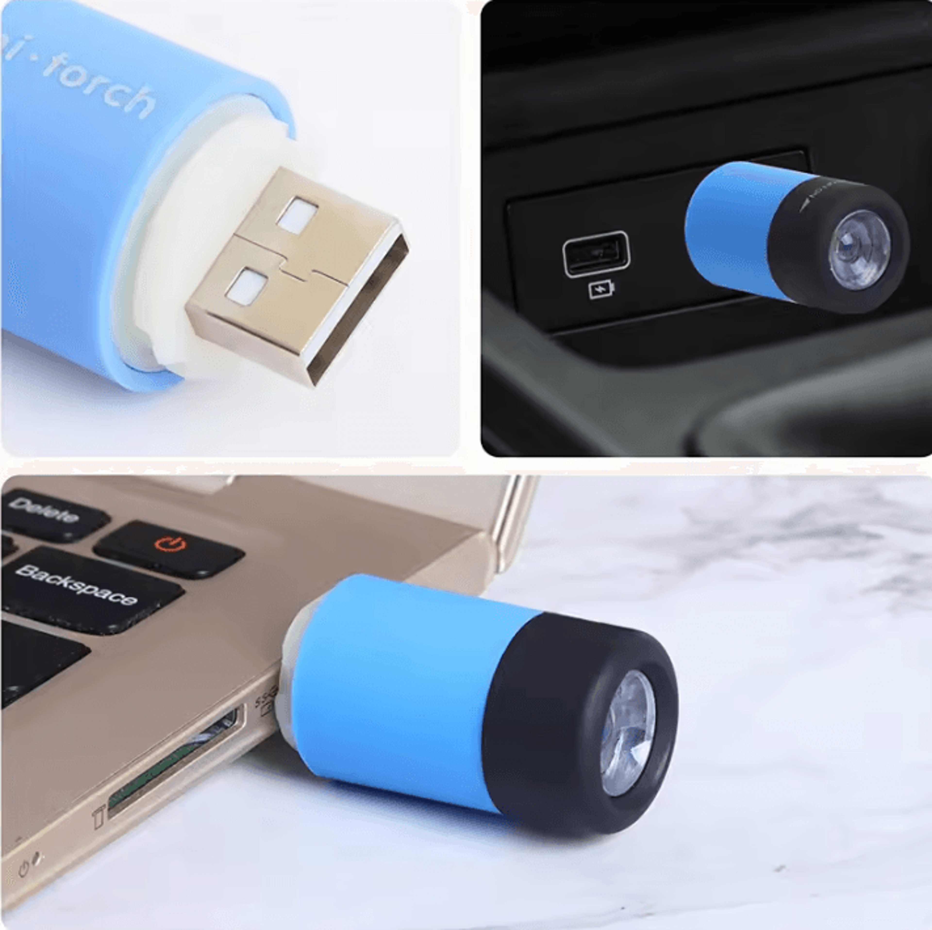 Mini USB Rechargeable LED Keychain Flashlight With Rotary Switch 0
