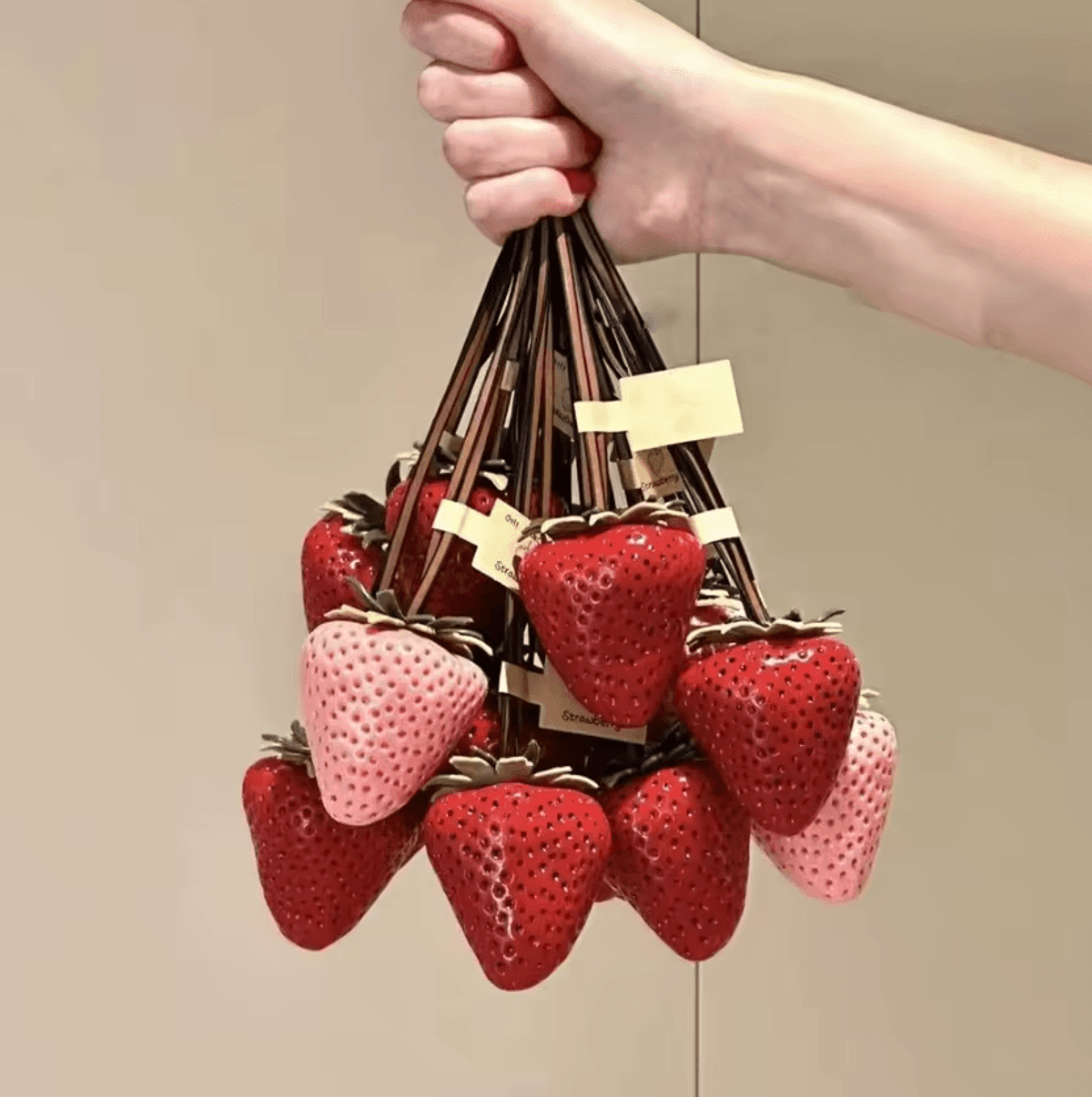 Cute Resin Strawberry Bag Charm Keychain 0
