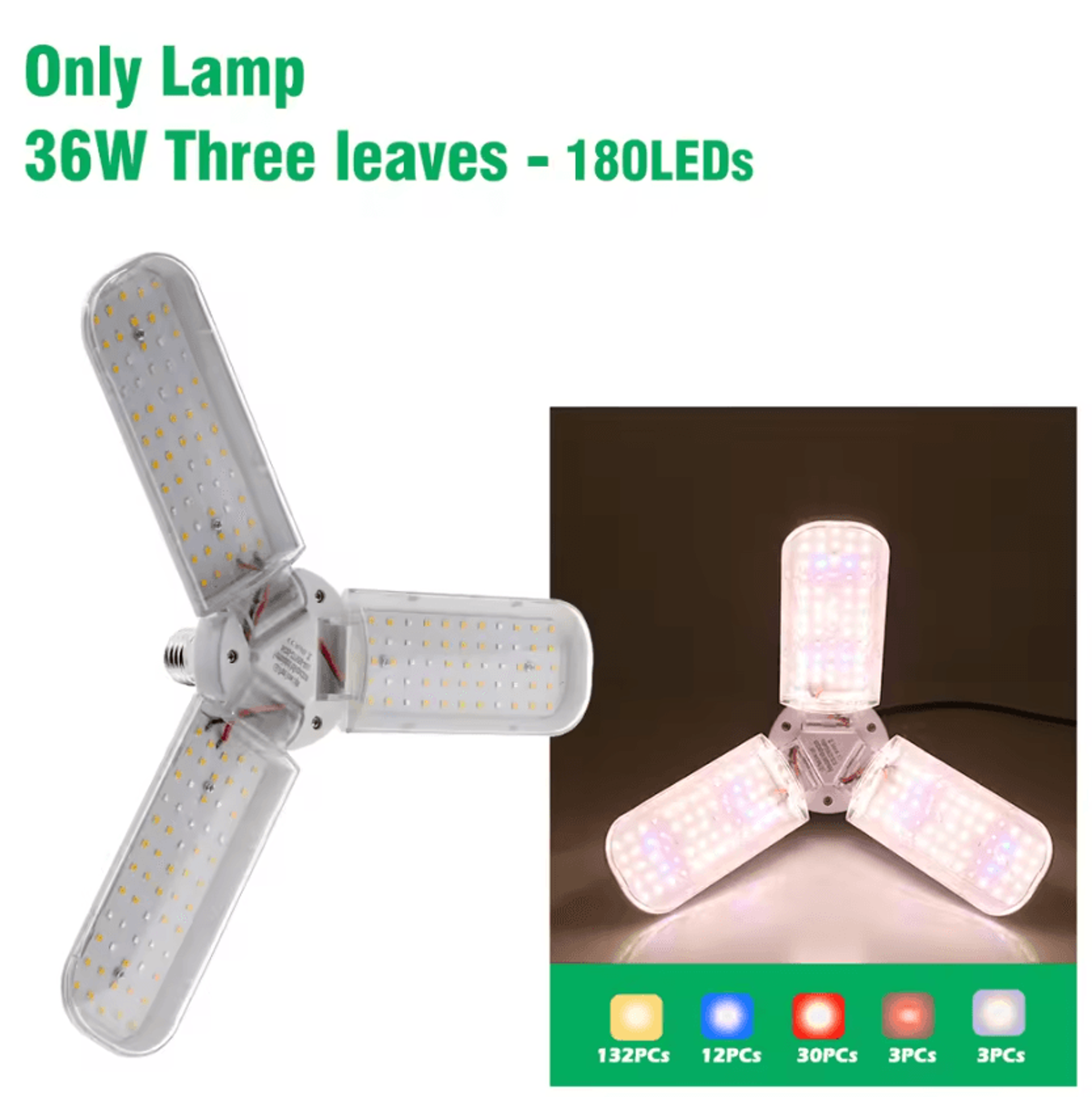 Foldable Full Spectrum E27 LED Grow Light 3
