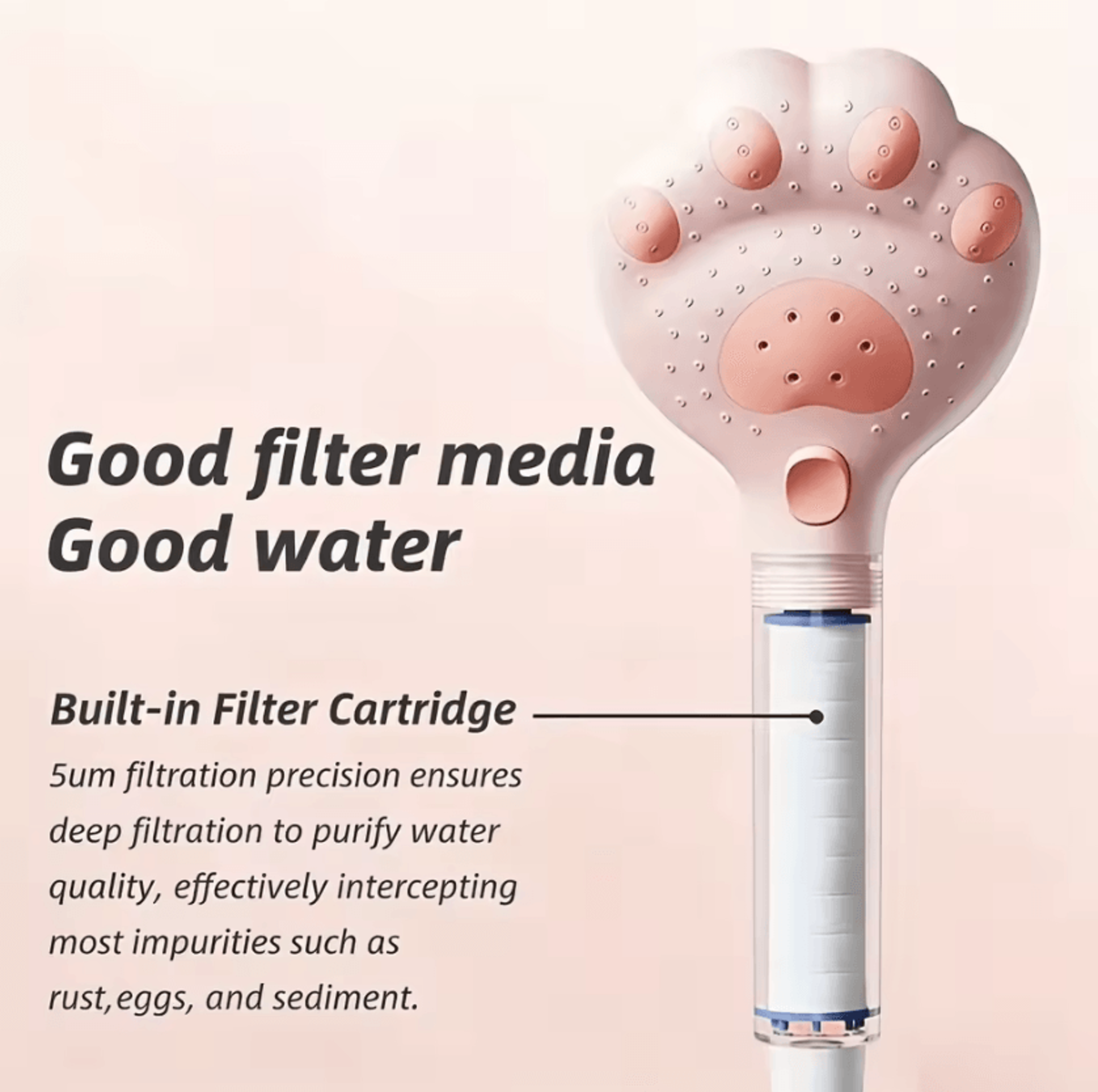 Cute Cat Paw High Pressure Filter Shower Head 2