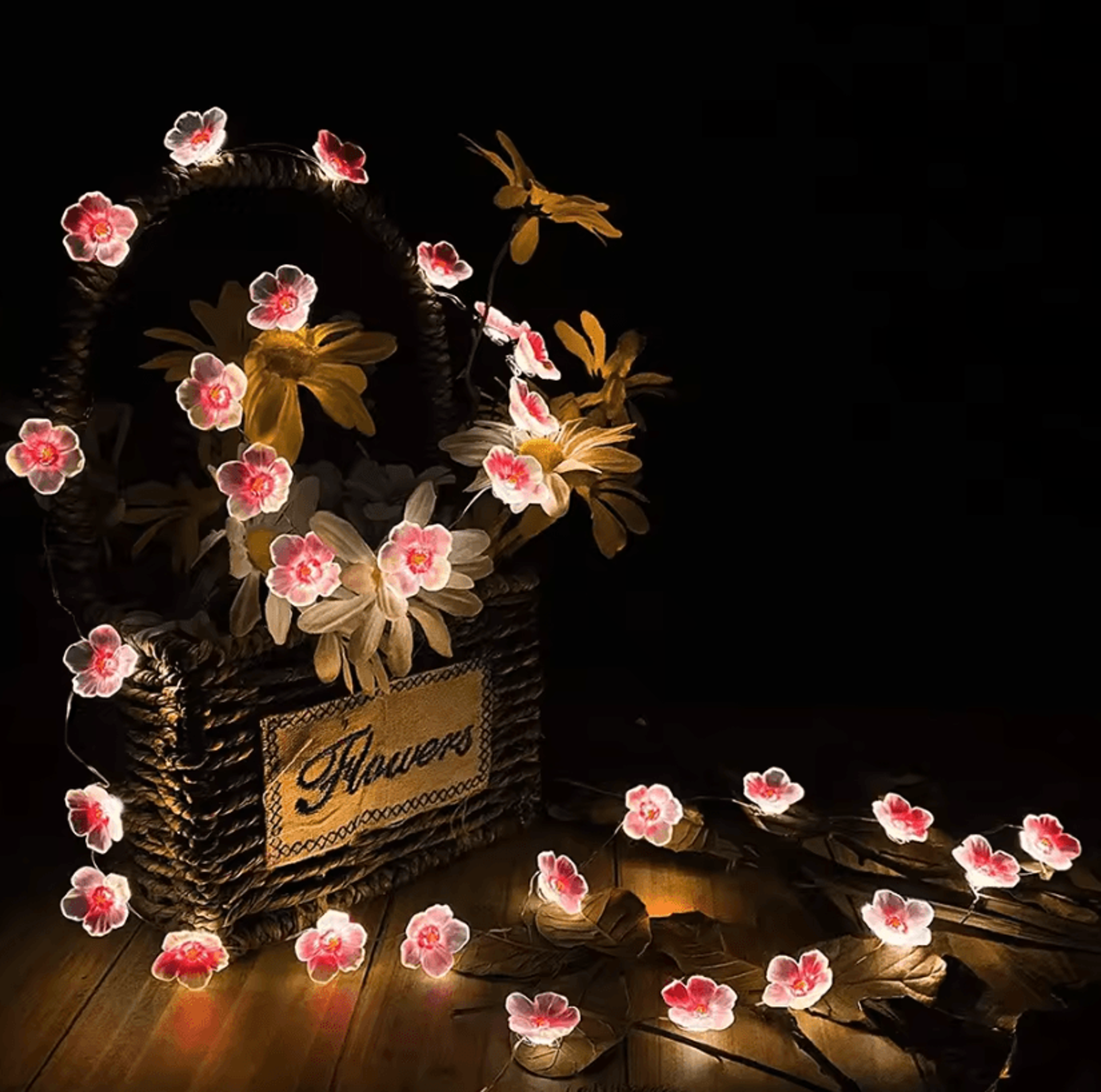 30 LED Pink Cherry Blossom Fairy String Lights 3