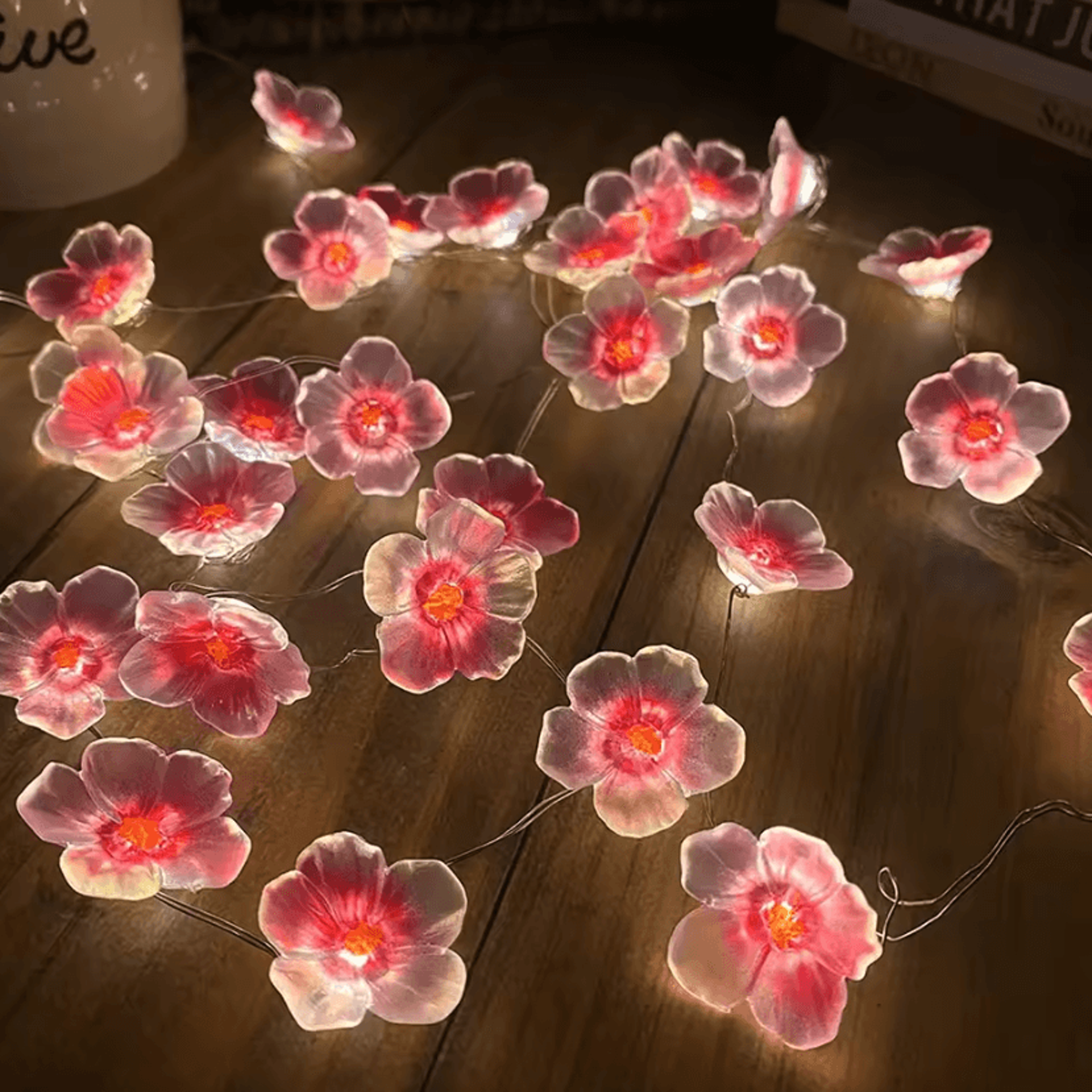 30 LED Pink Cherry Blossom Fairy String Lights 5
