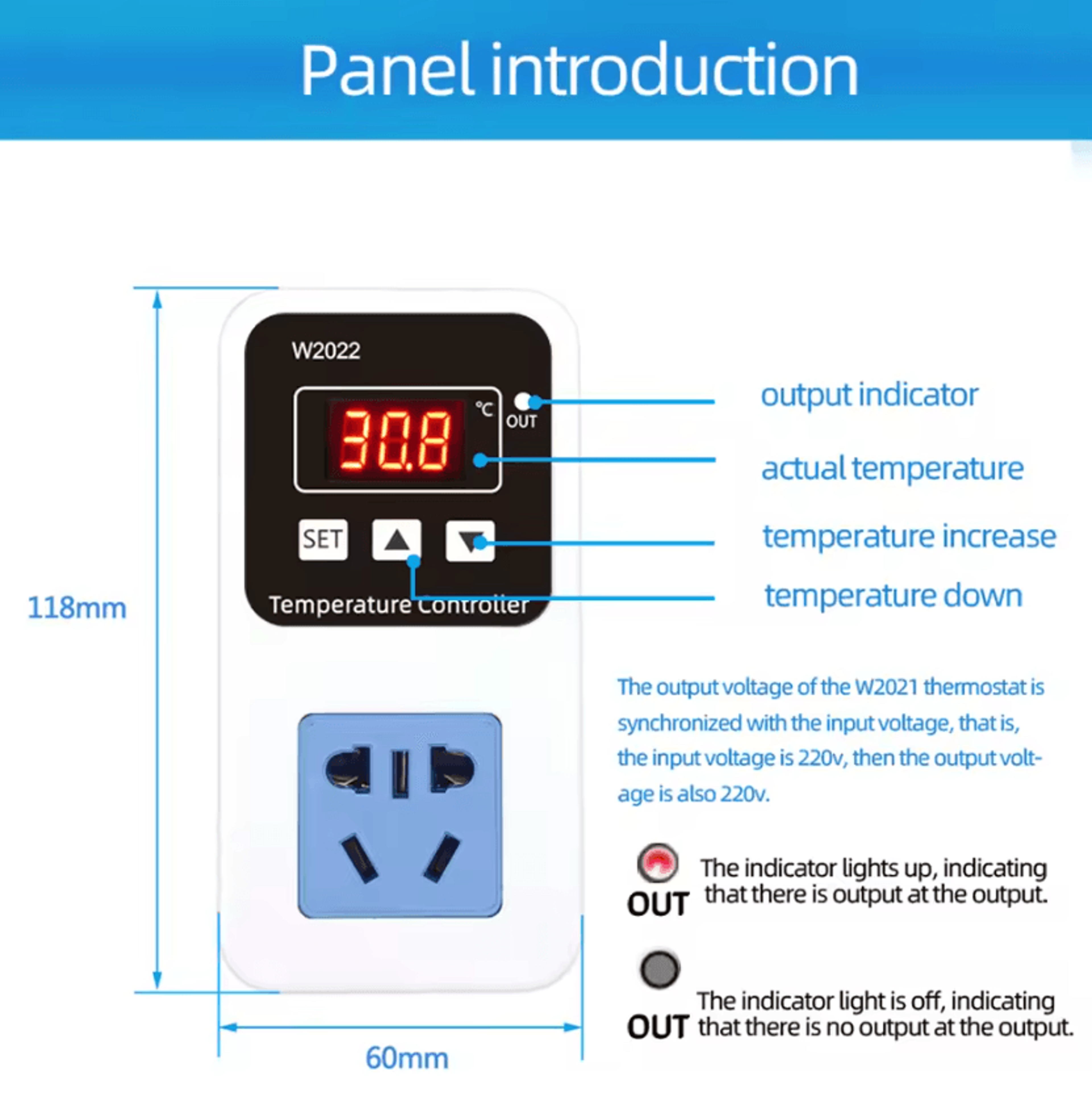 W2022 1500W Digital Temperature Controller Thermostat 1